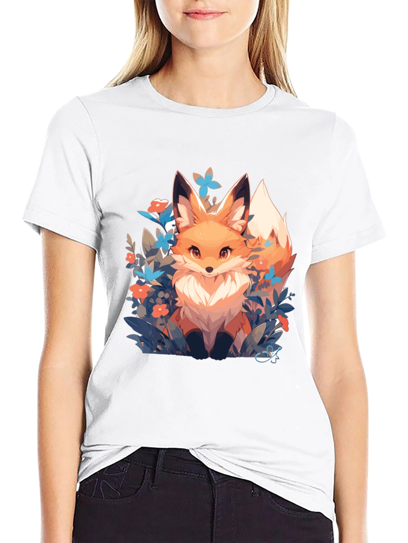 Fox in Flowers Graphic Tee