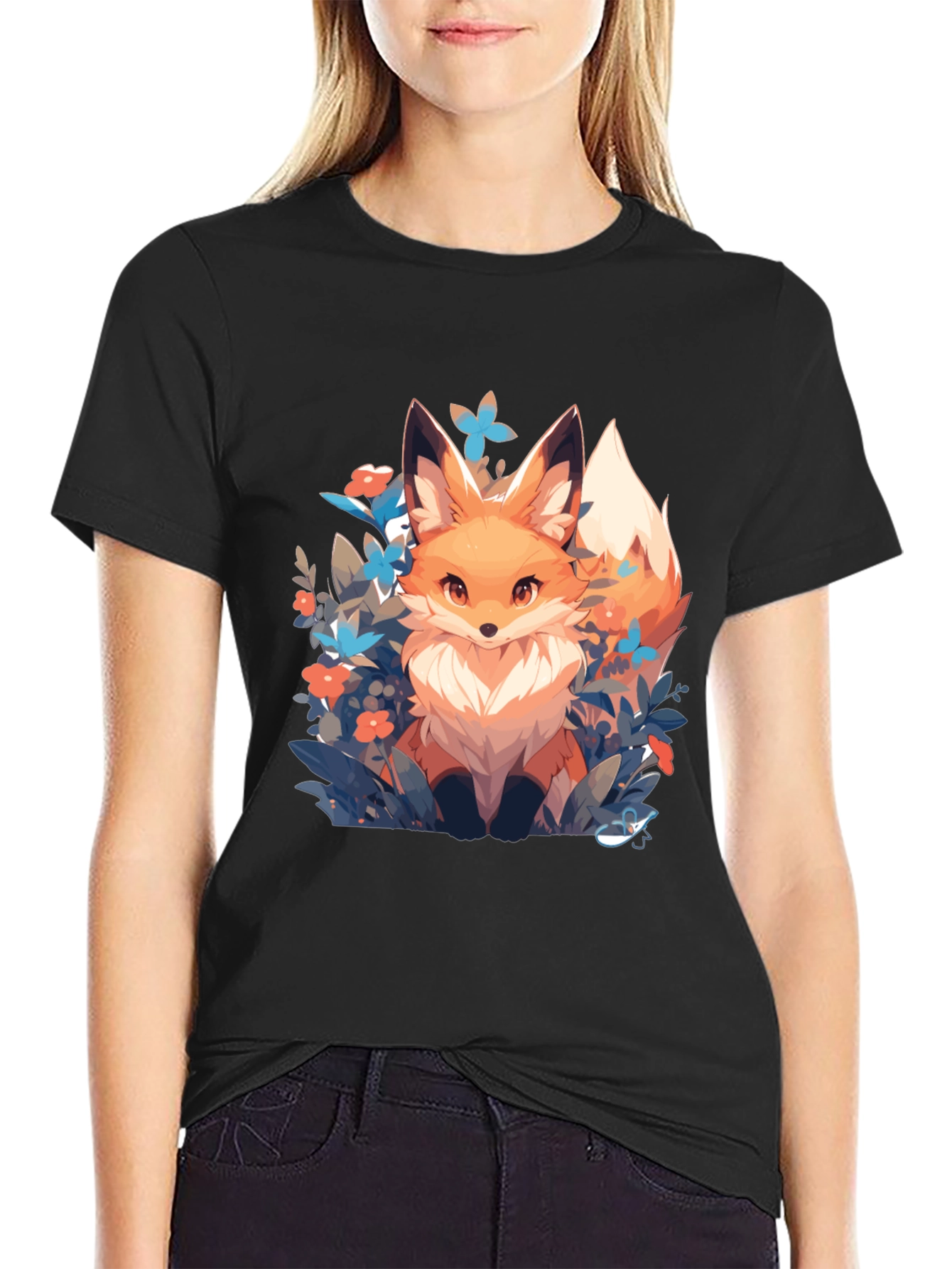 Fox in Flowers Graphic Tee
