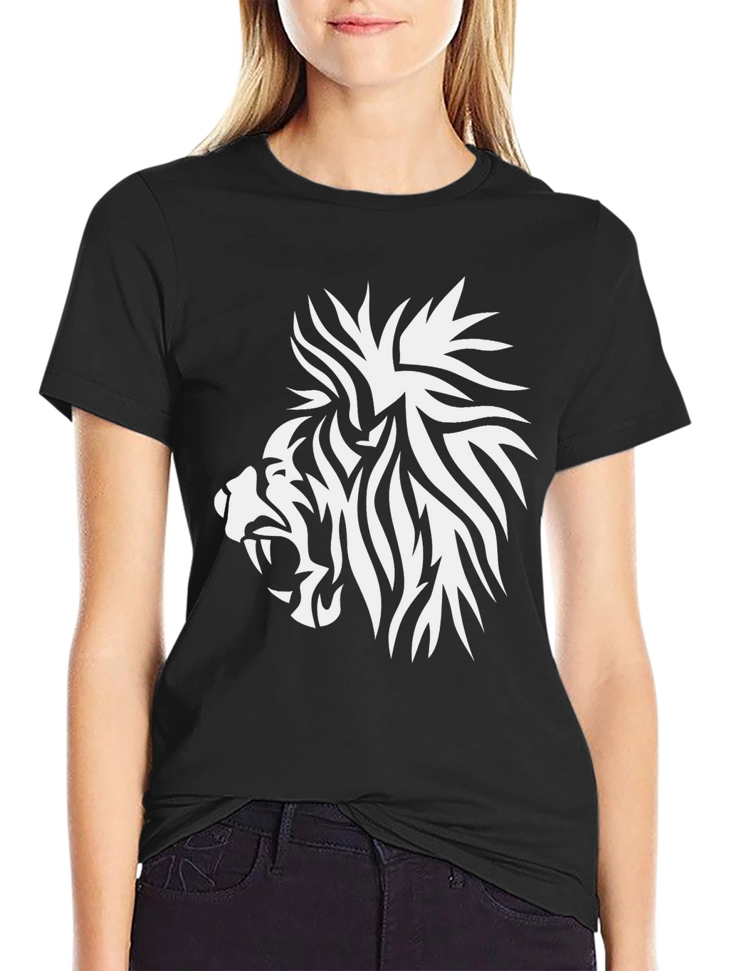 Lion Graphic Tee - Black Cotton Comfort