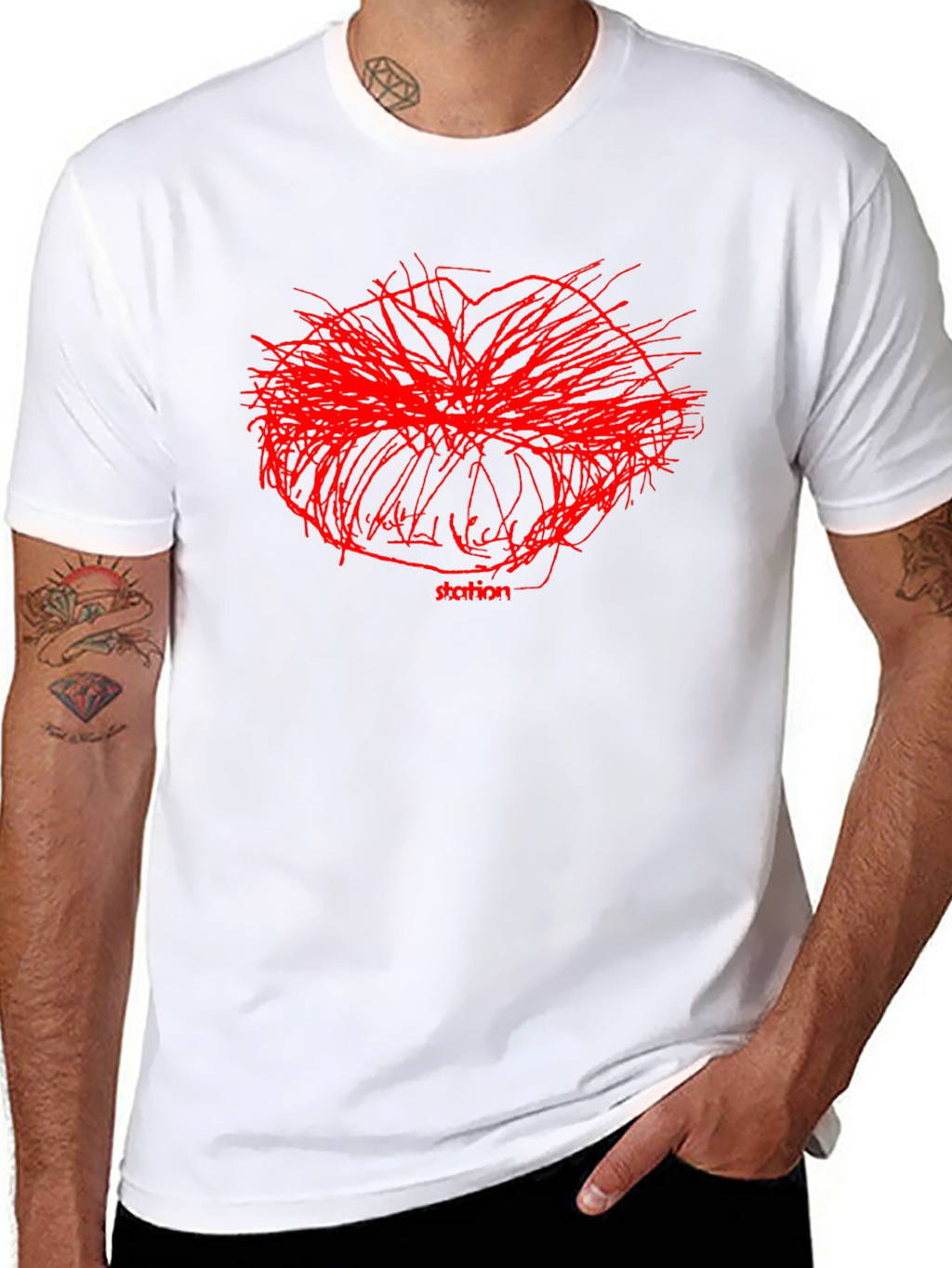 Abstract Red Graphic Print Black T-Shirt
