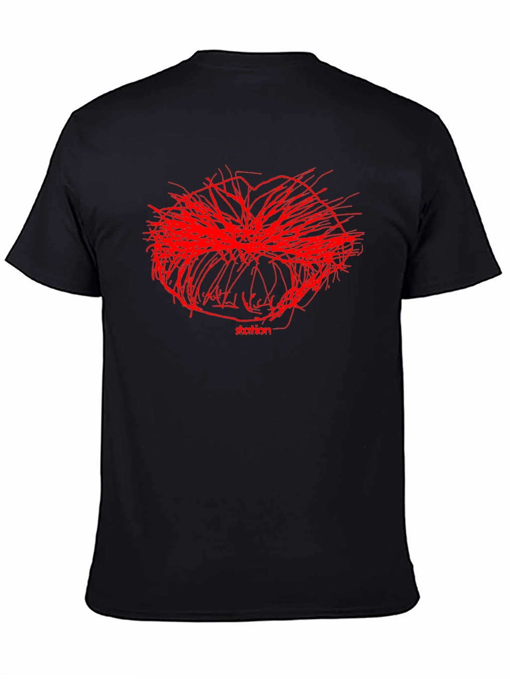Abstract Red Graphic Print Black T-Shirt