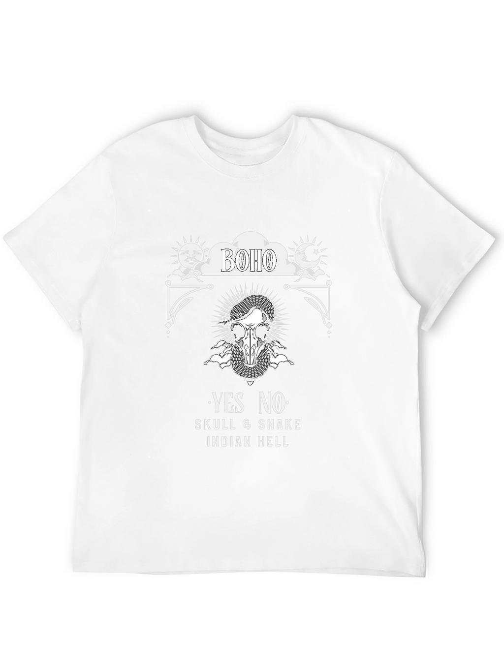 Boho Skull & Snake Graphic Tee - Black