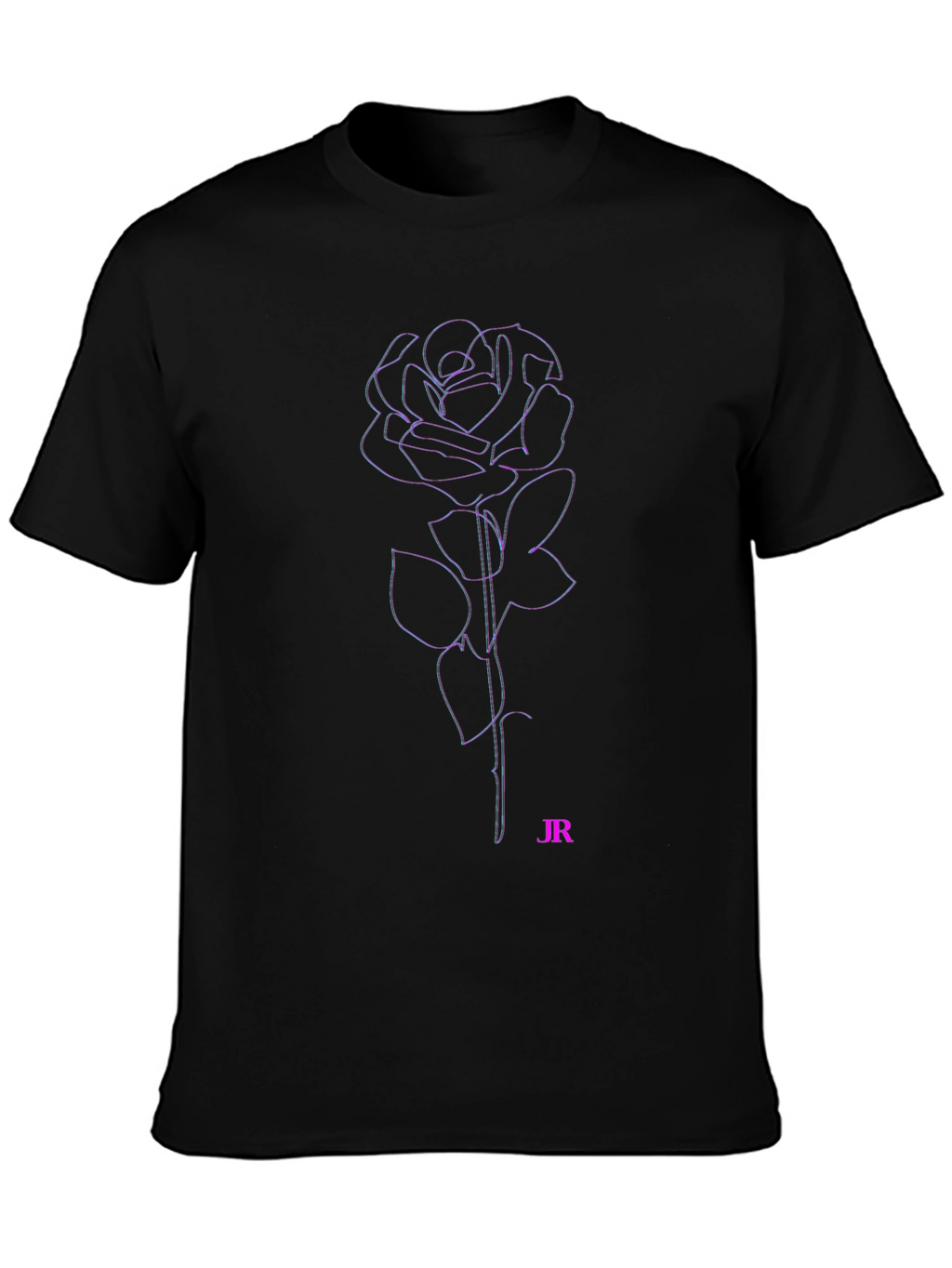 Rose Outline T-Shirt - Black