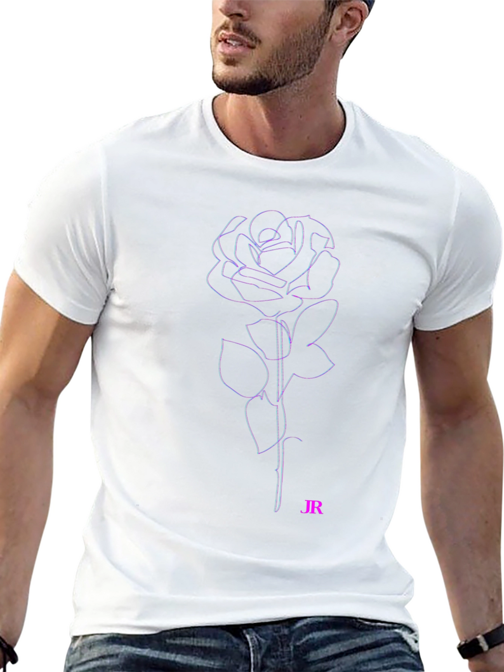 Rose Outline T-Shirt - Black