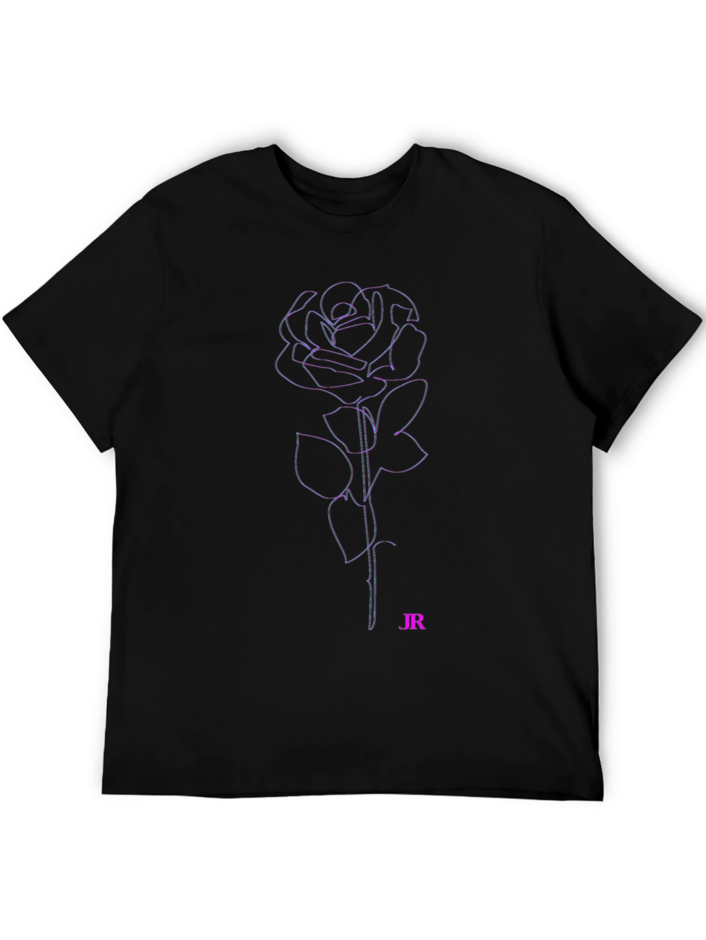 Rose Outline T-Shirt - Black