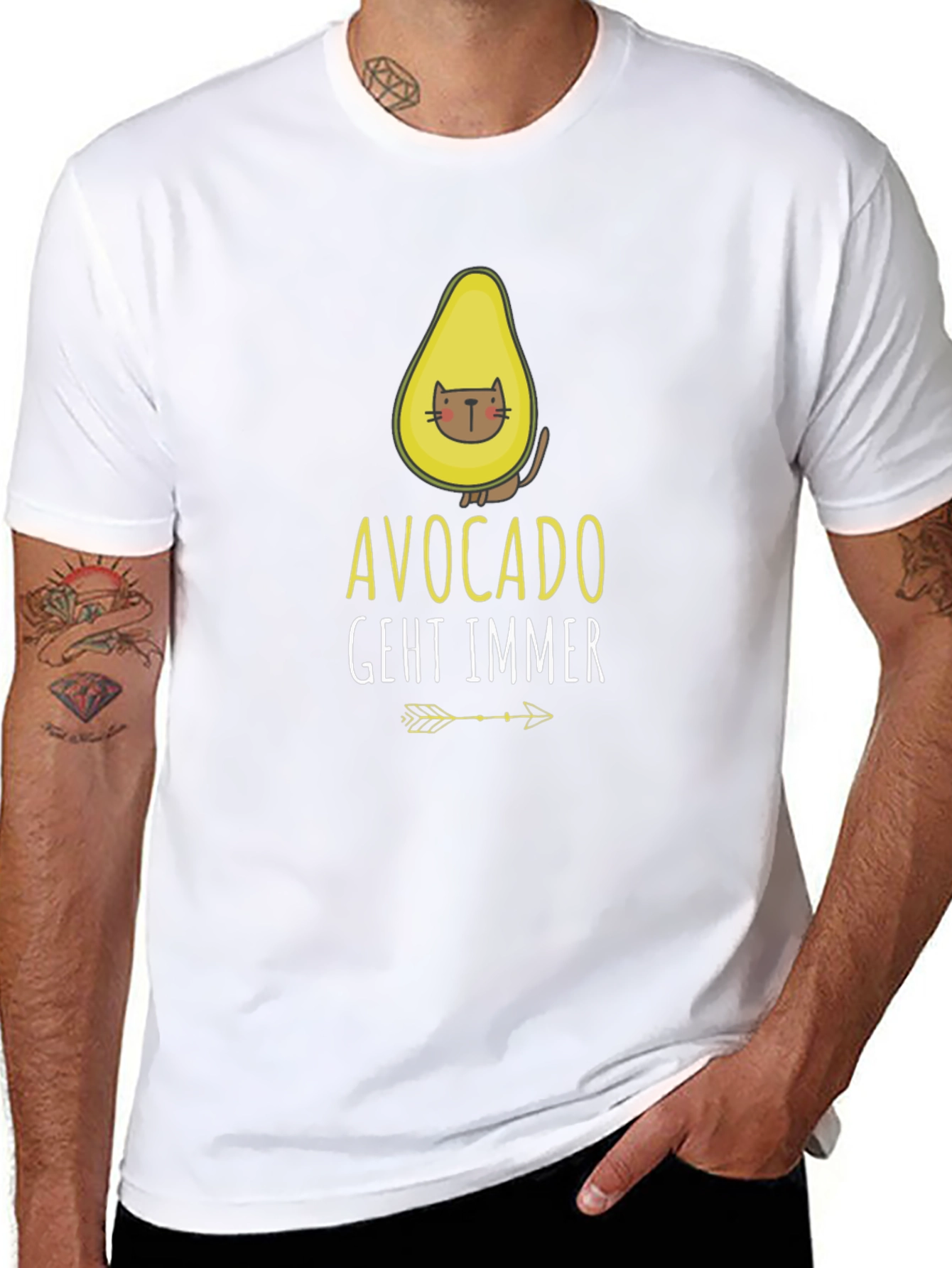 Avocado Cat Graphic Tee - Funny Casual Shirt