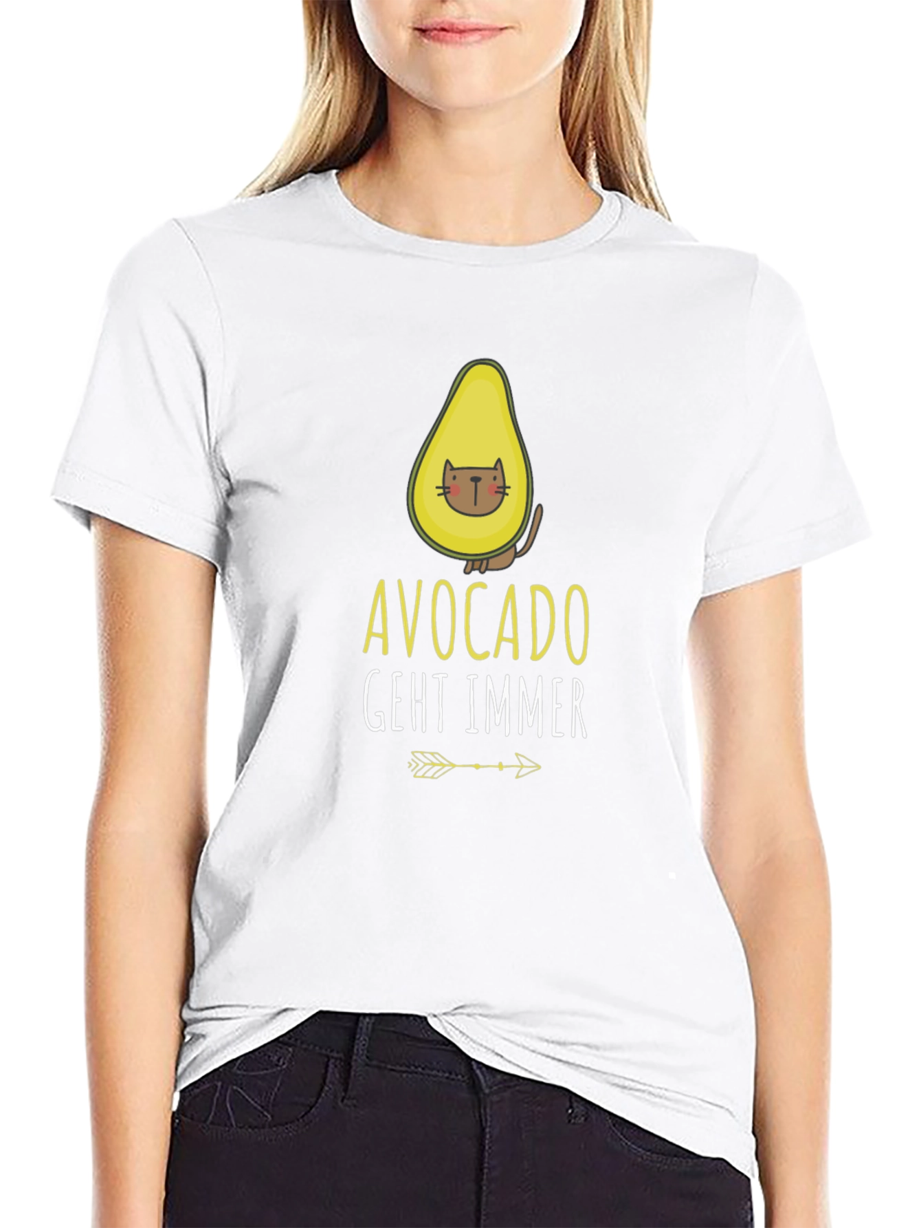 Avocado Cat Graphic Tee - Funny Casual Shirt
