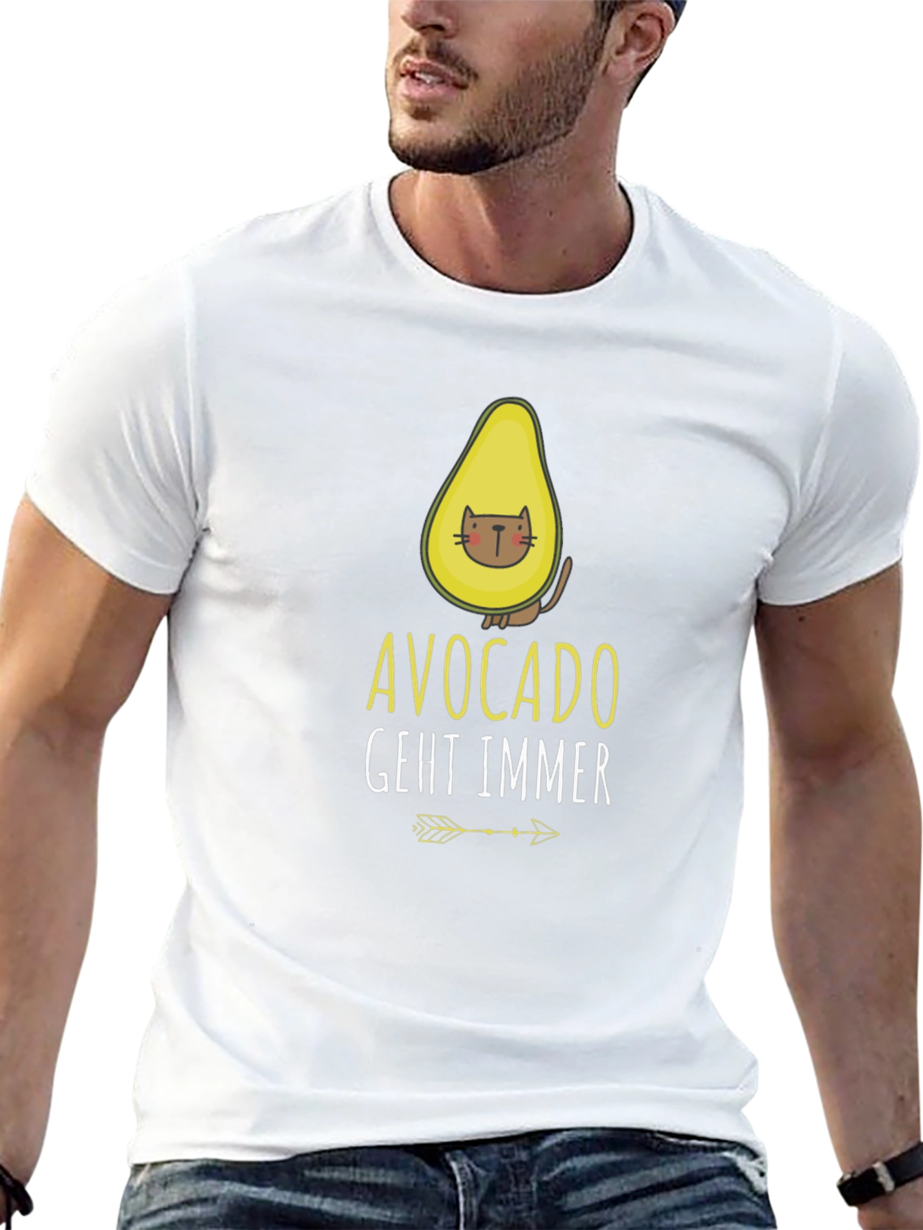 Avocado Cat Graphic Tee - Funny Casual Shirt