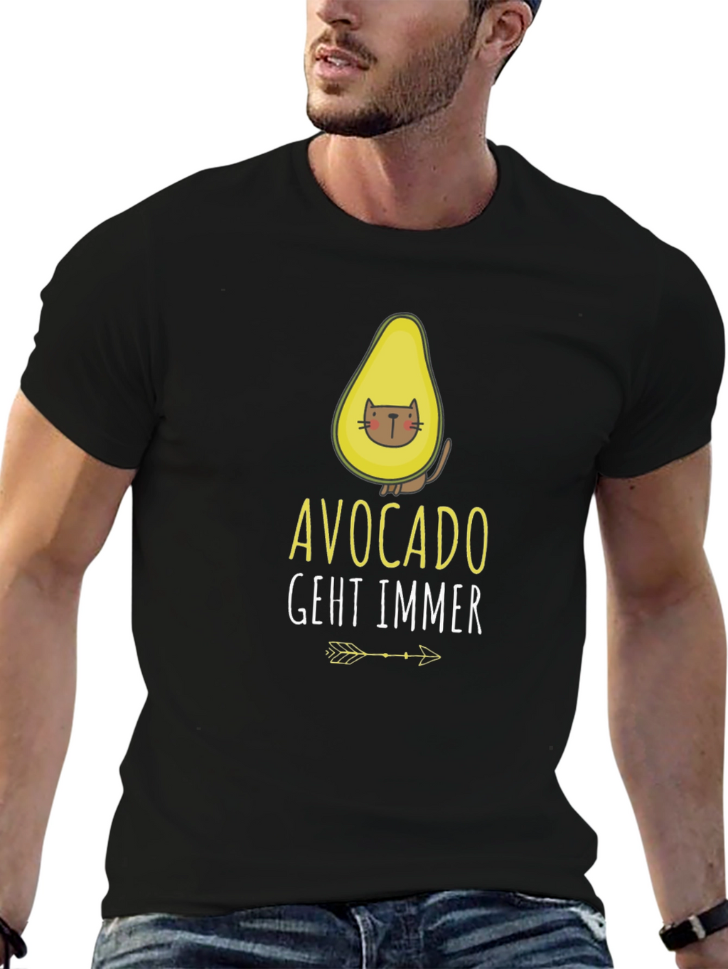 Avocado Cat Graphic Tee - Funny Casual Shirt