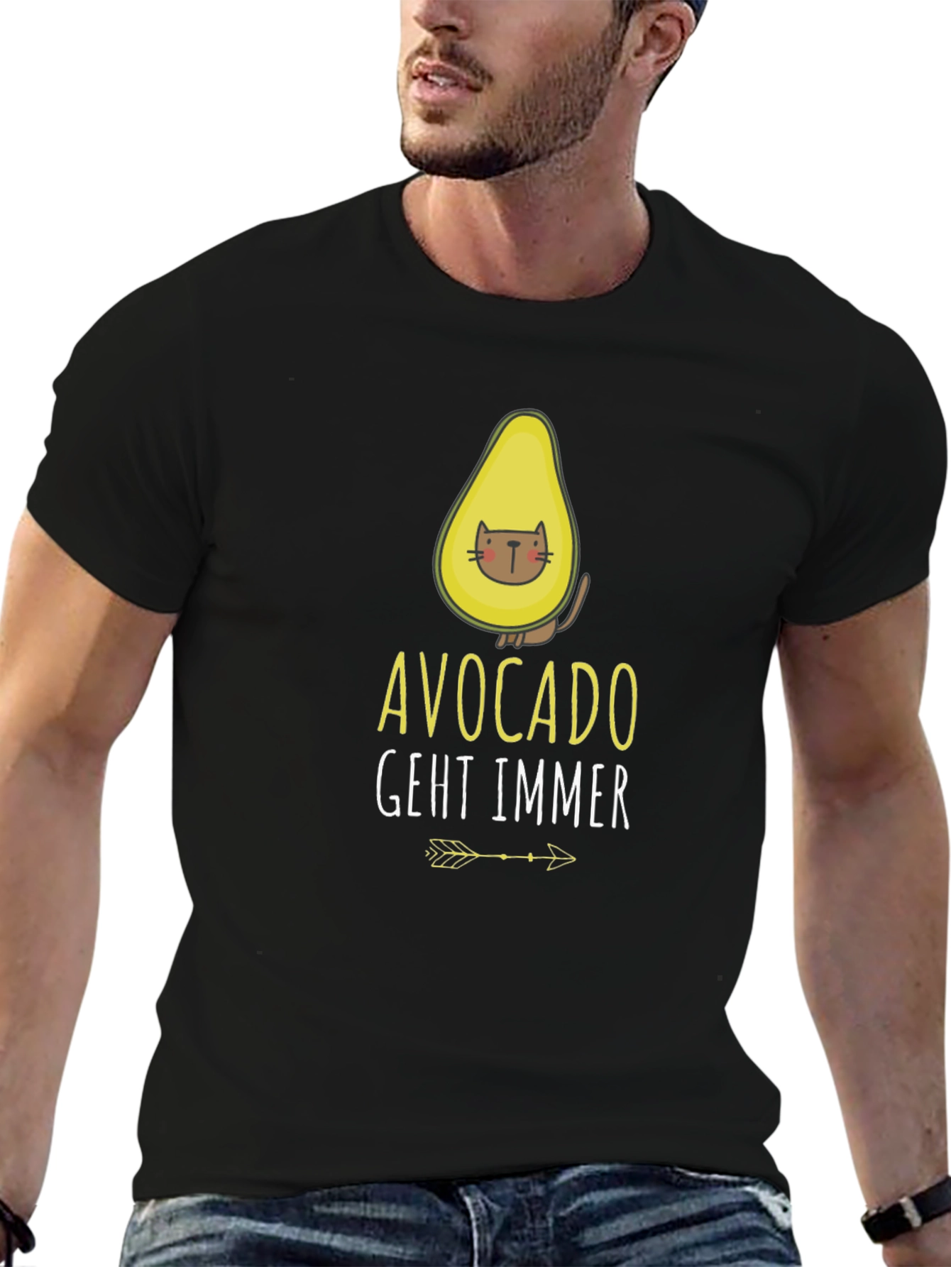 Avocado Cat Graphic Tee - Funny Casual Shirt