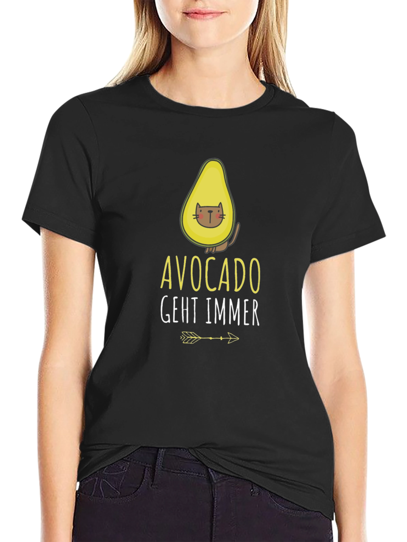 Avocado Cat Graphic Tee - Funny Casual Shirt