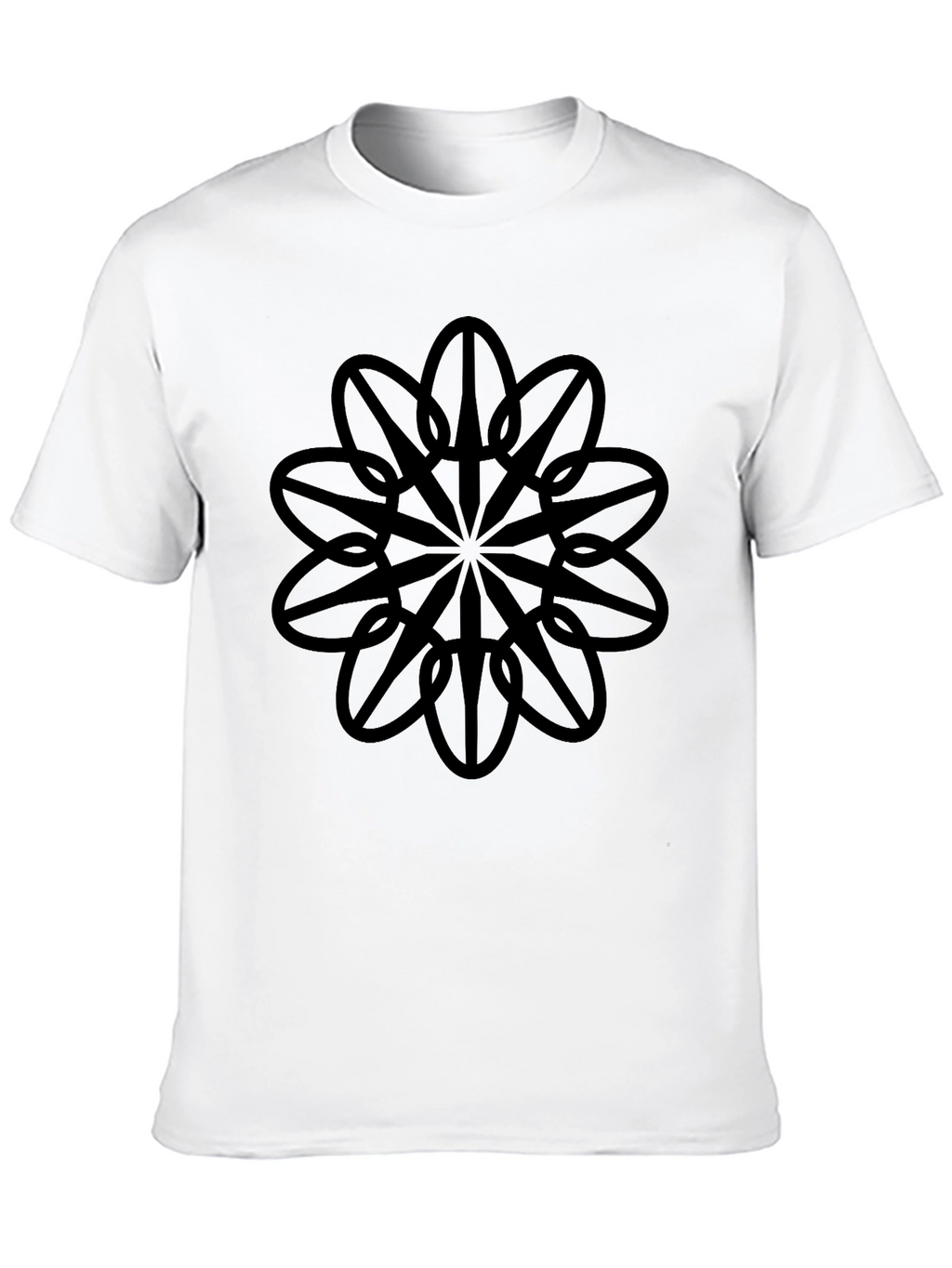 Geometric Flower Graphic Black T-Shirt