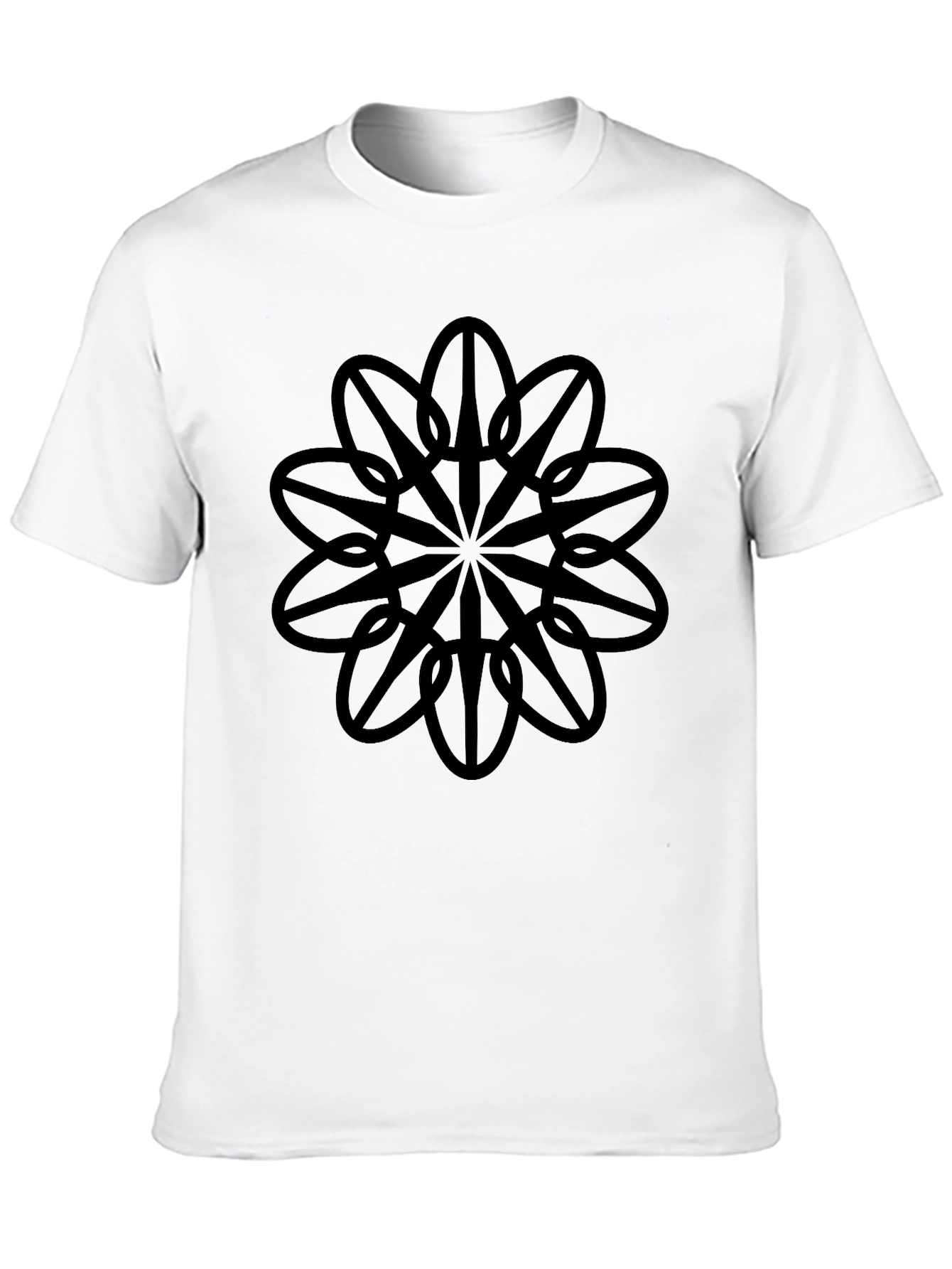 Geometric Flower Graphic Black T-Shirt