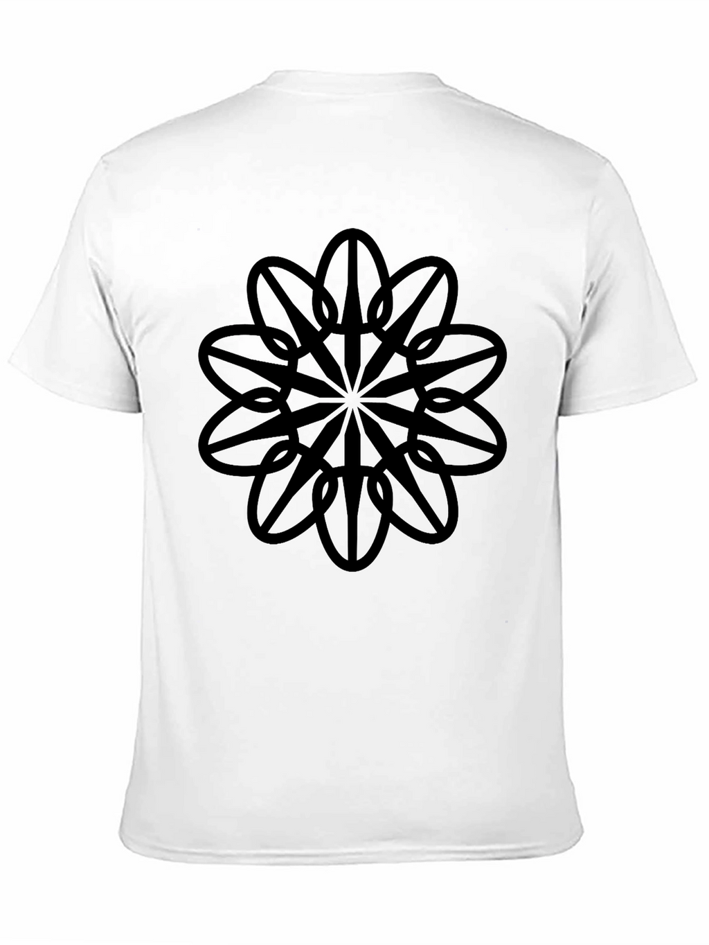 Geometric Flower Graphic Black T-Shirt