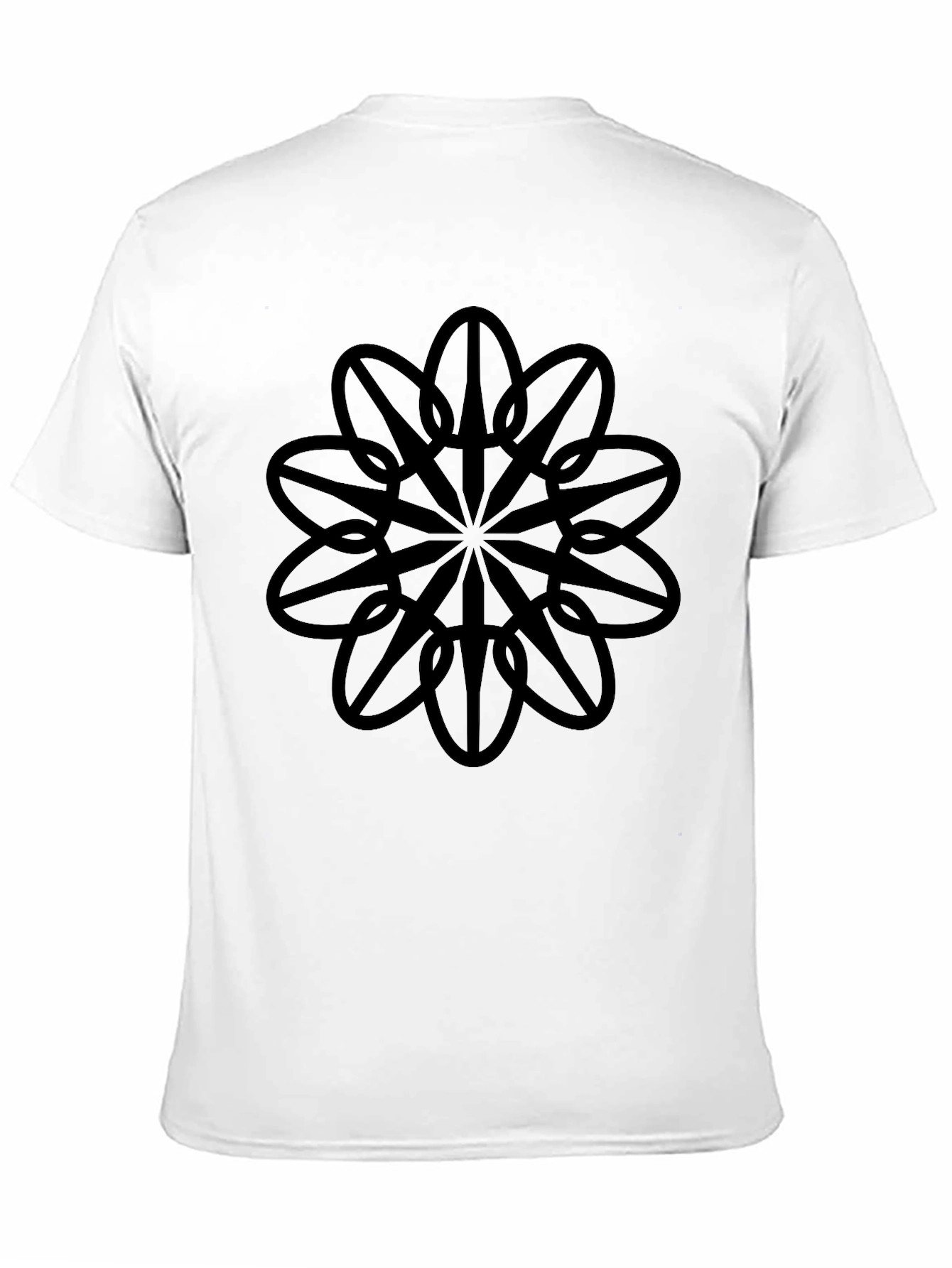 Geometric Flower Graphic Black T-Shirt