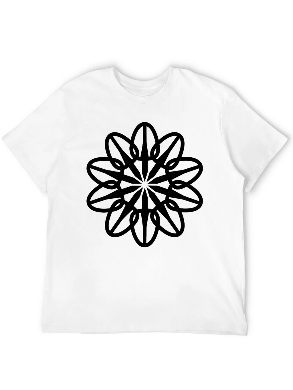 Geometric Flower Graphic Black T-Shirt