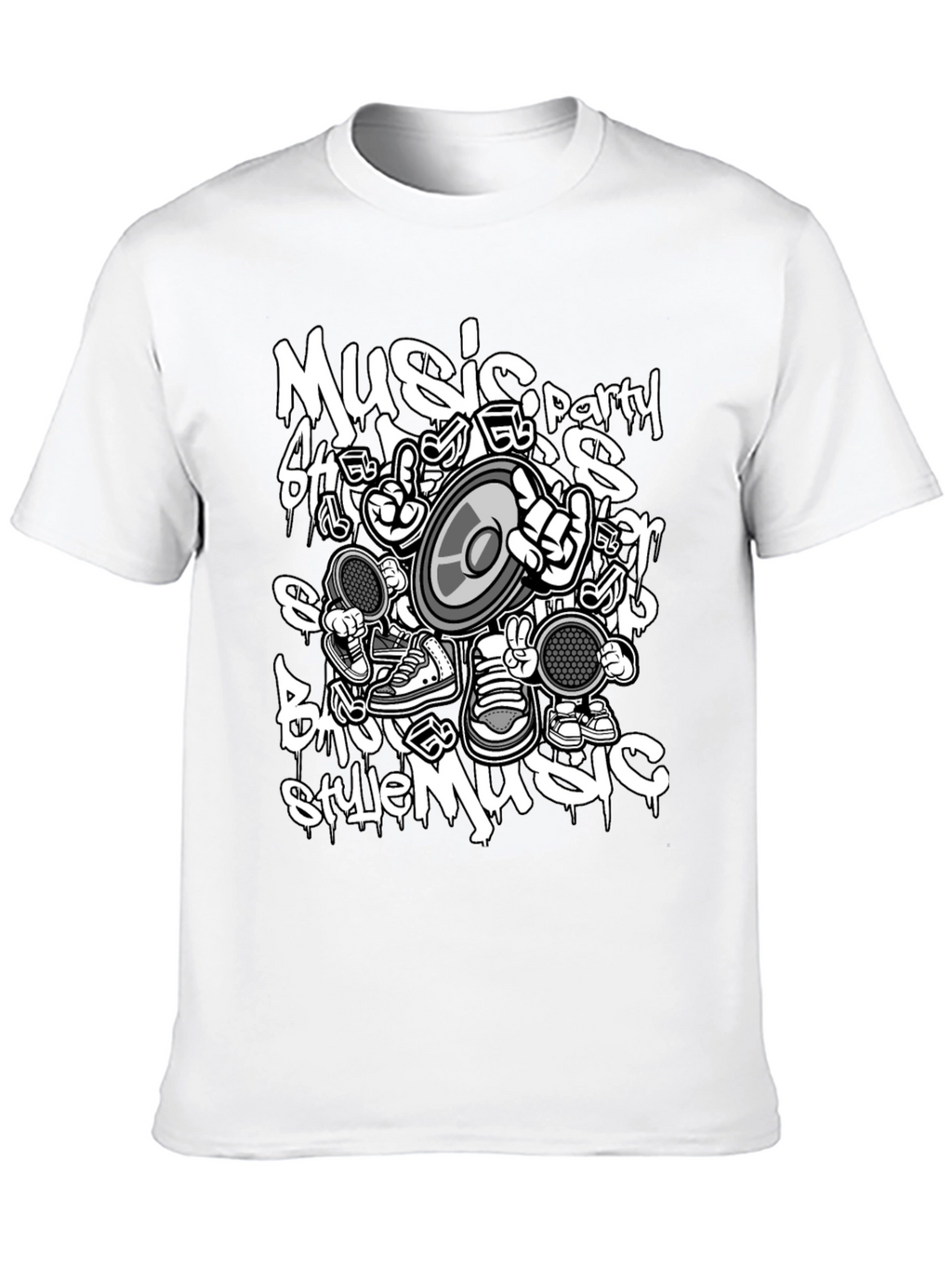 Music Style Black T-Shirt