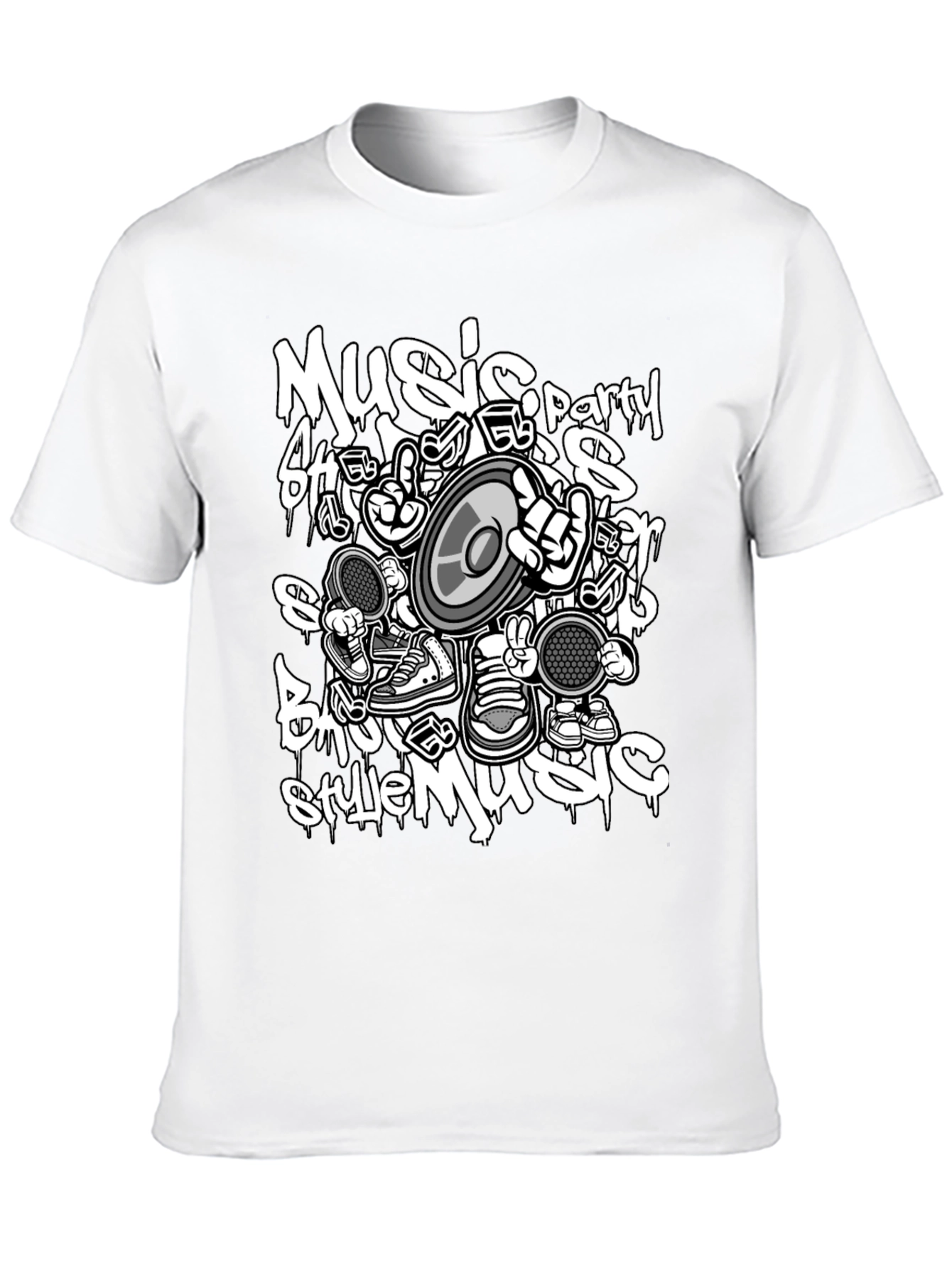 Music Style Black T-Shirt