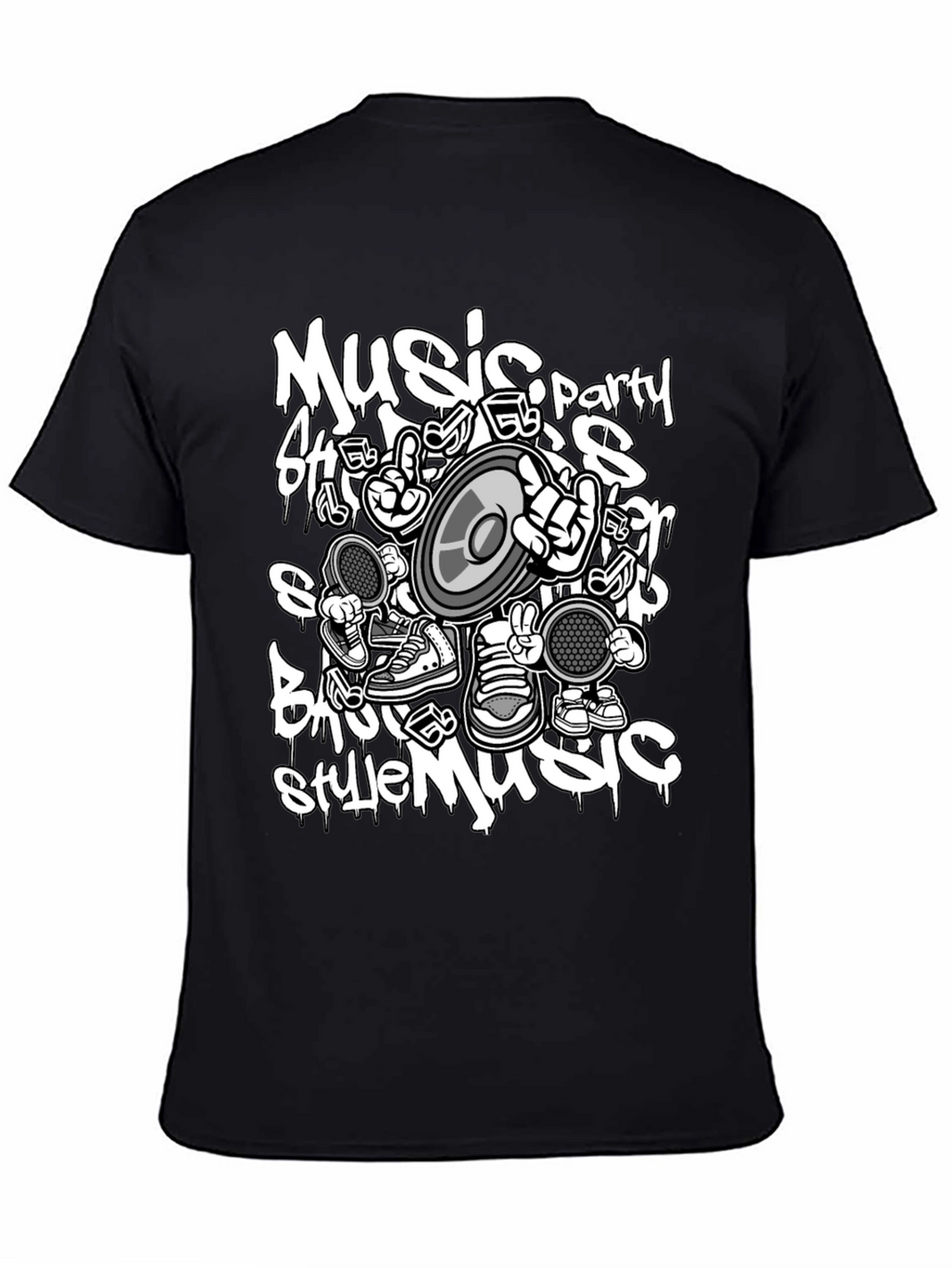 Music Style Black T-Shirt