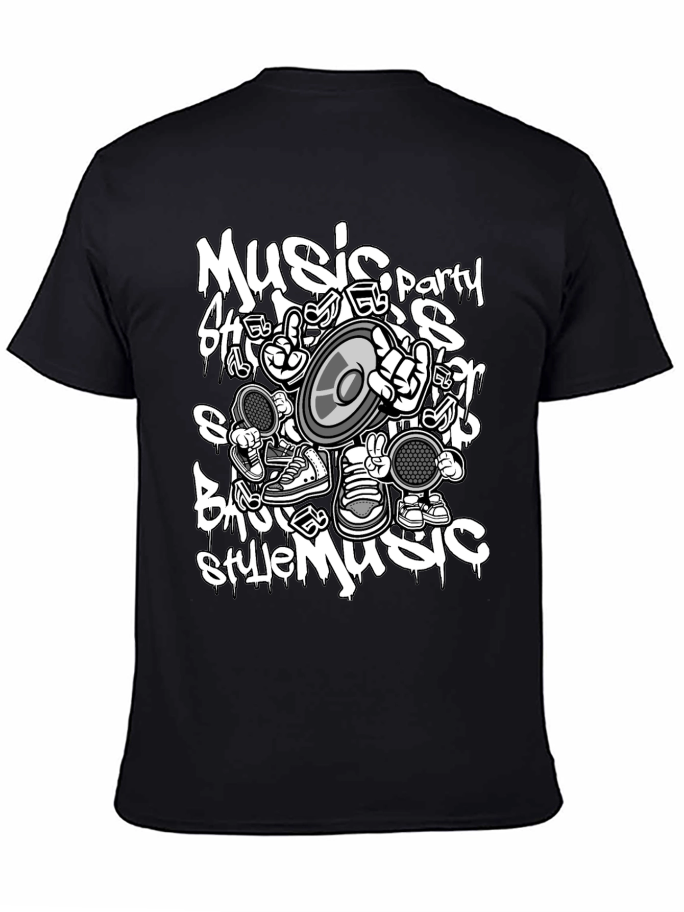 Music Style Black T-Shirt