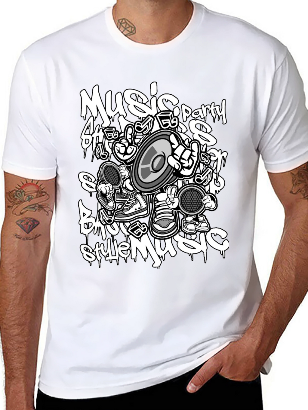Music Style Black T-Shirt