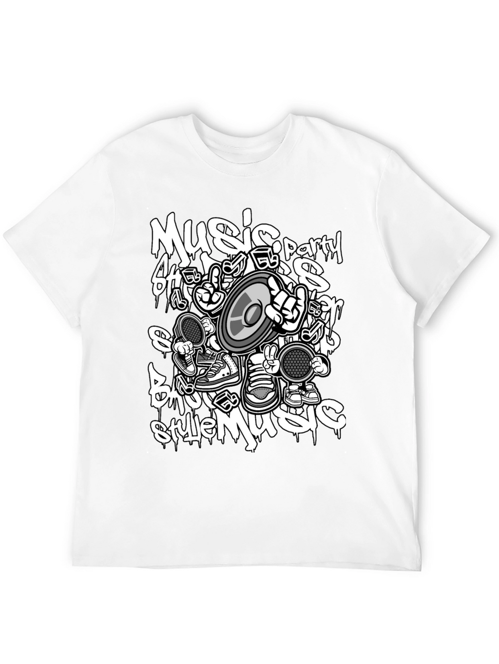 Music Style Black T-Shirt