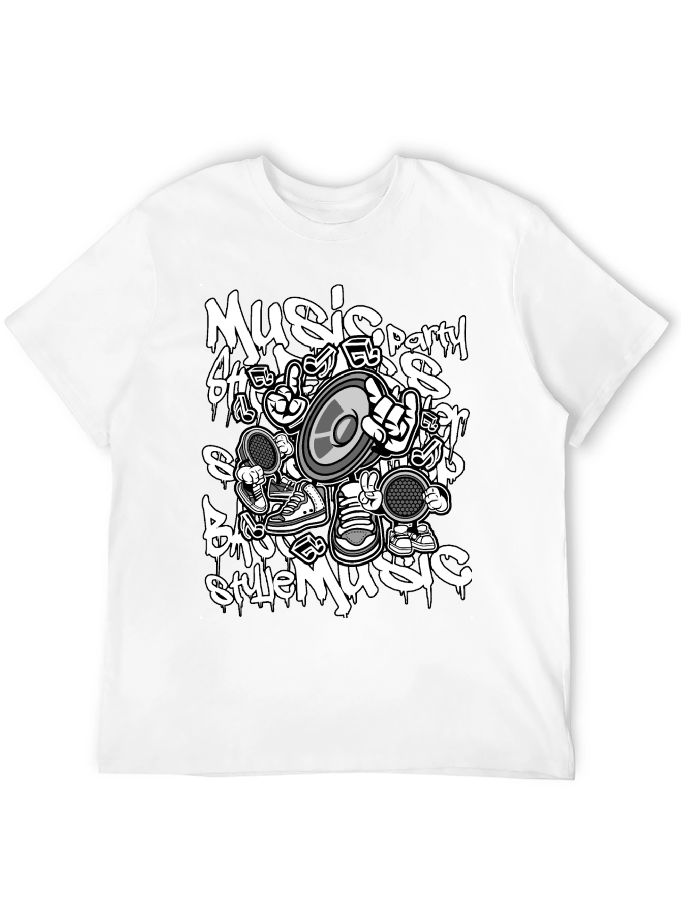 Music Style Black T-Shirt