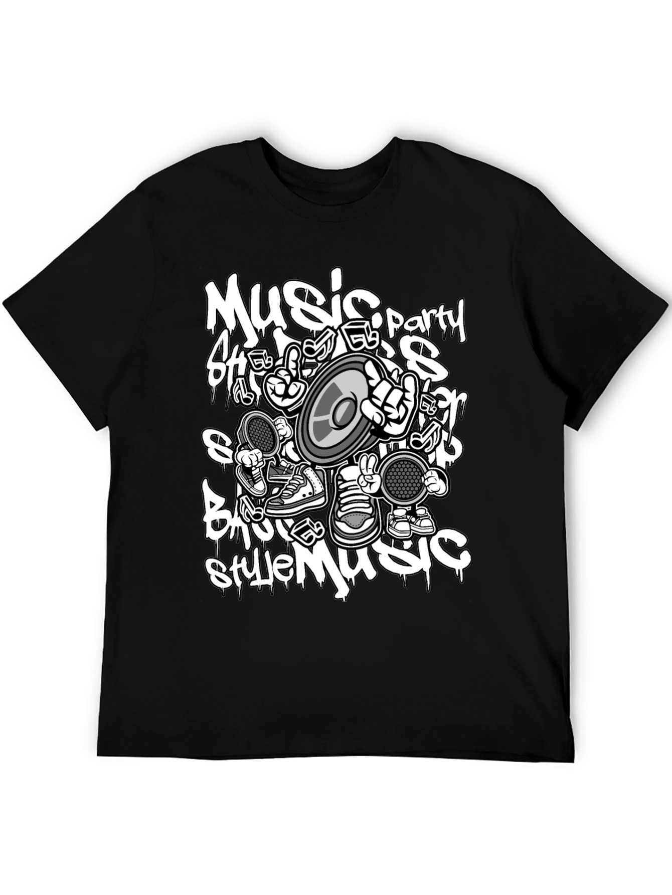 Music Style Black T-Shirt