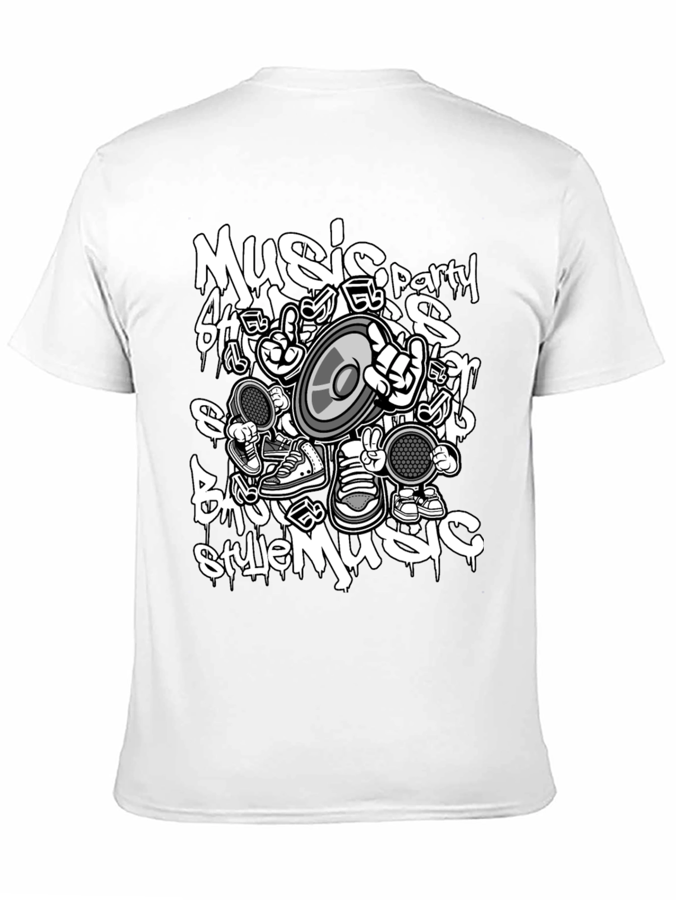Music Style Black T-Shirt