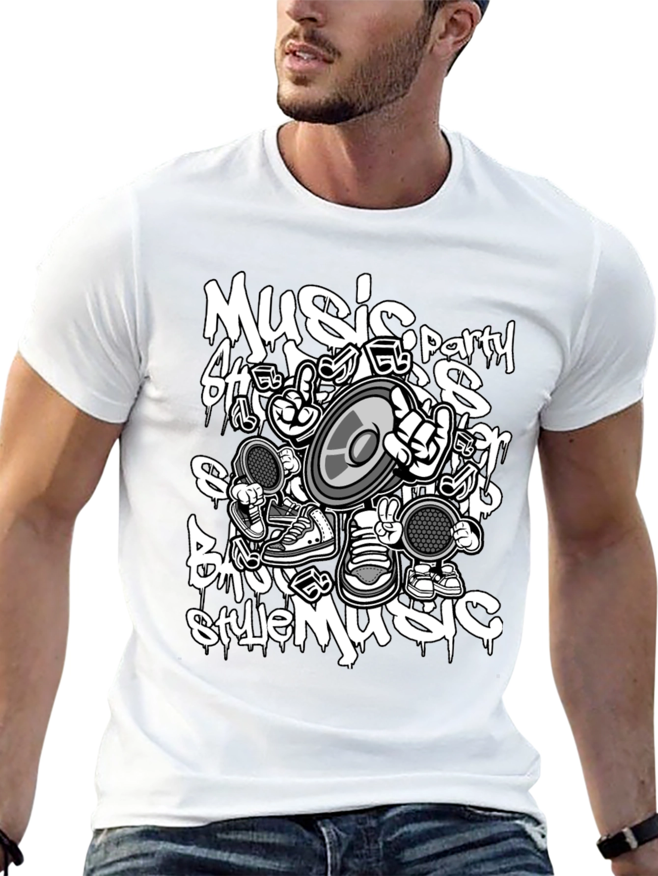Music Style Black T-Shirt