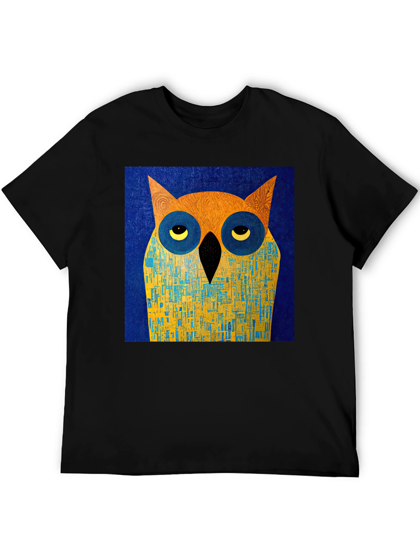 Abstract Owl Graphic Black T-Shirt