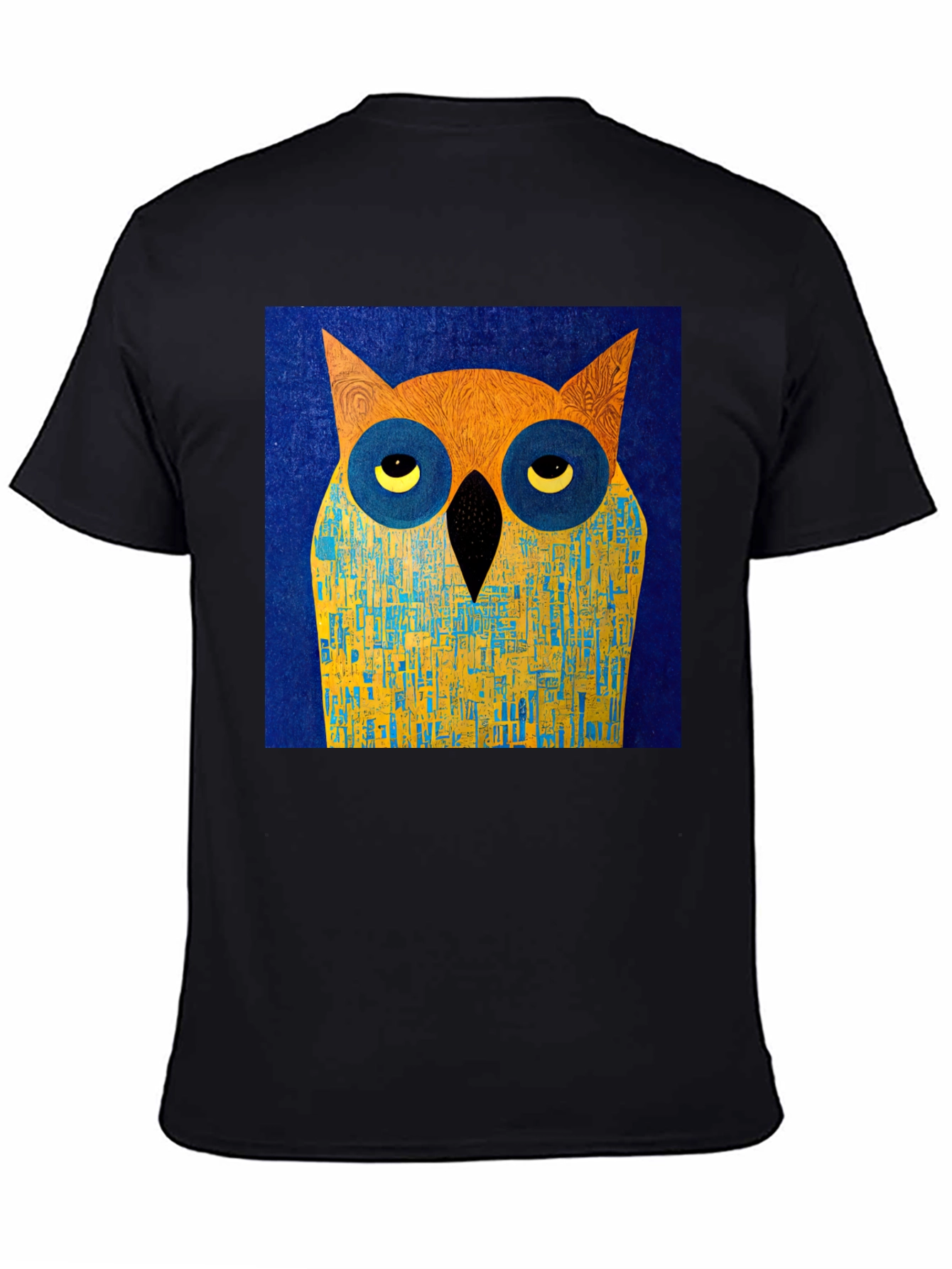 Abstract Owl Graphic Black T-Shirt