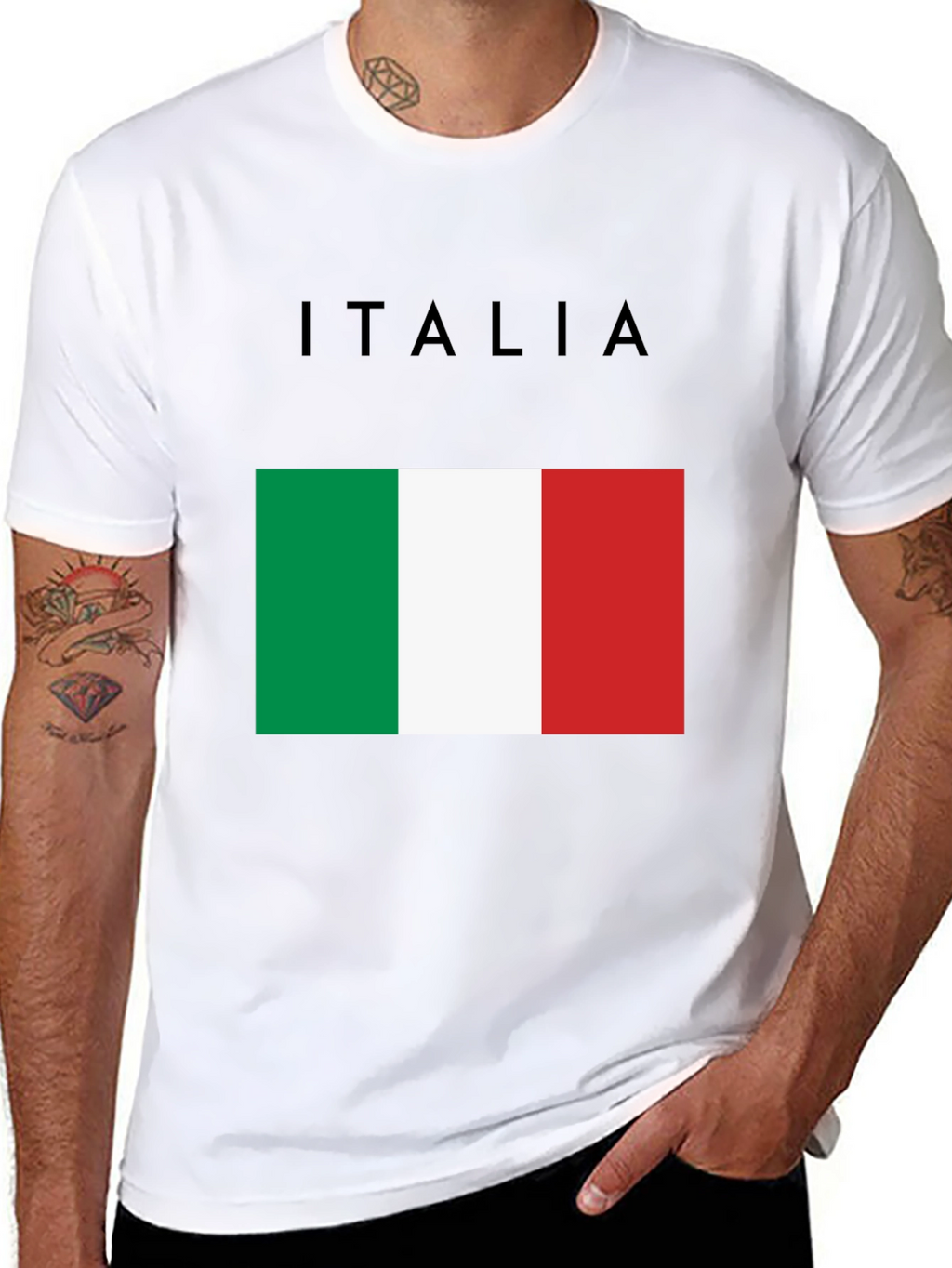 Italy Flag Graphic T-Shirt - Black Casual Tee