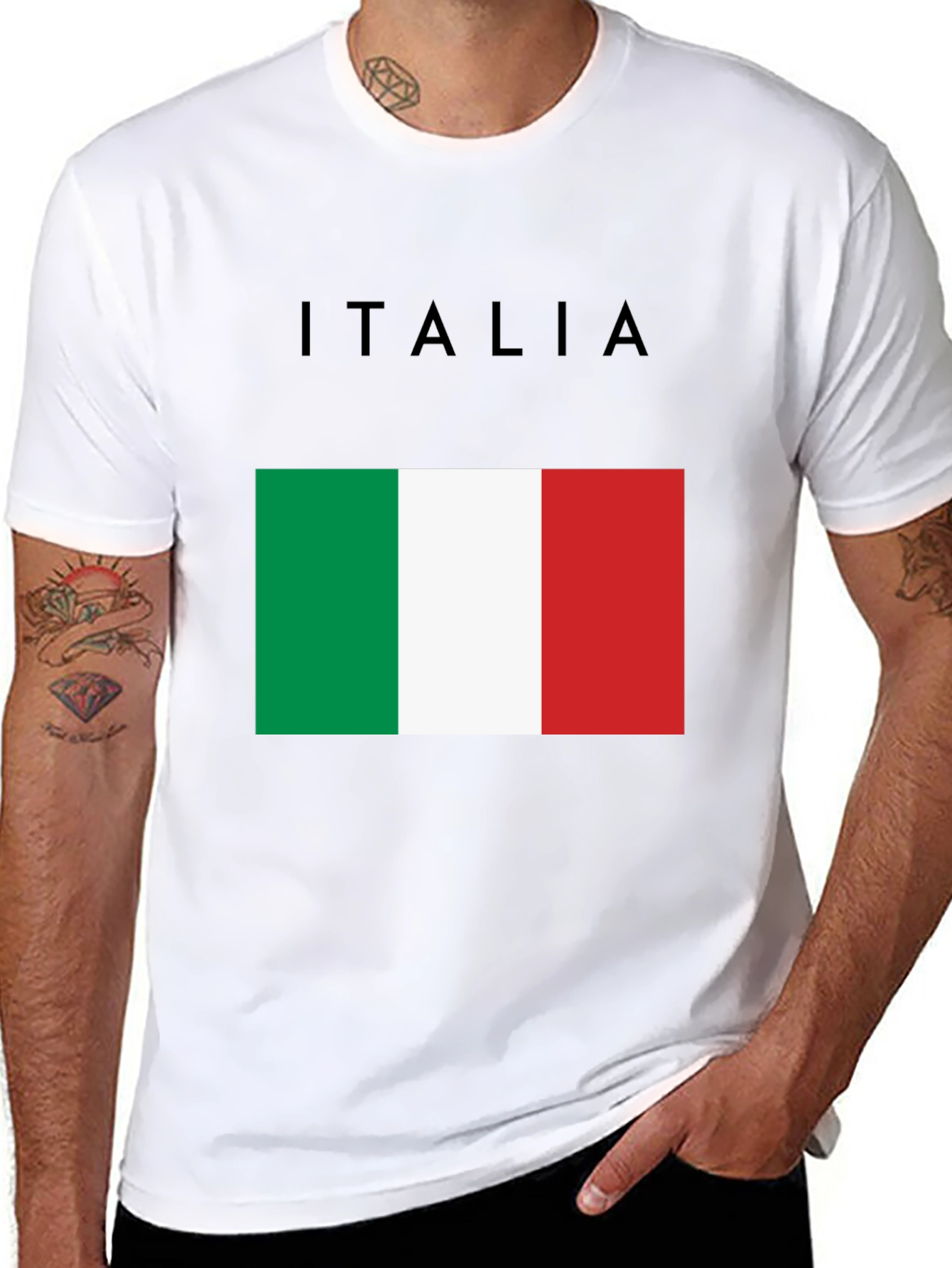 Italy Flag Graphic T-Shirt - Black Casual Tee