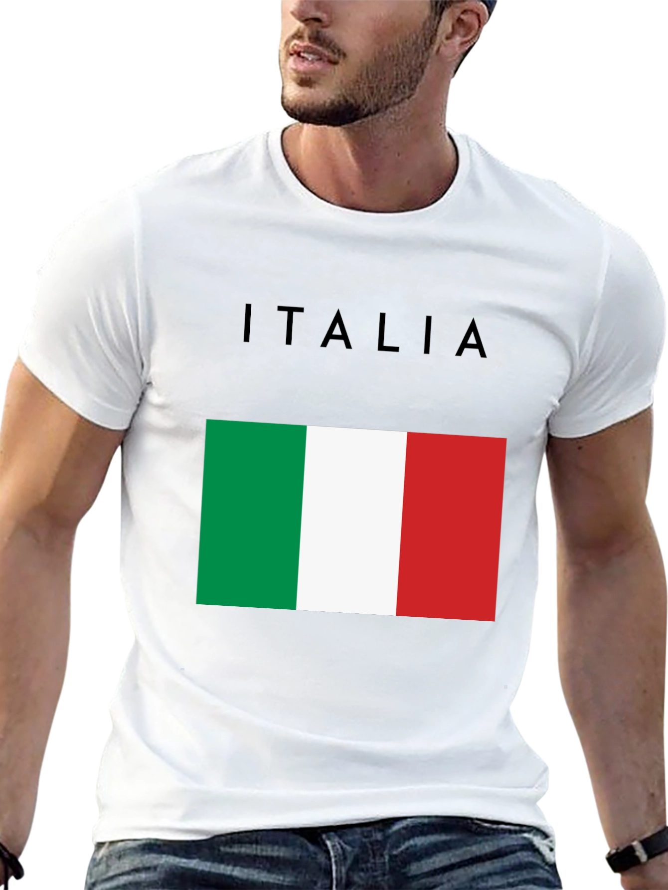 Italy Flag Graphic T-Shirt - Black Casual Tee