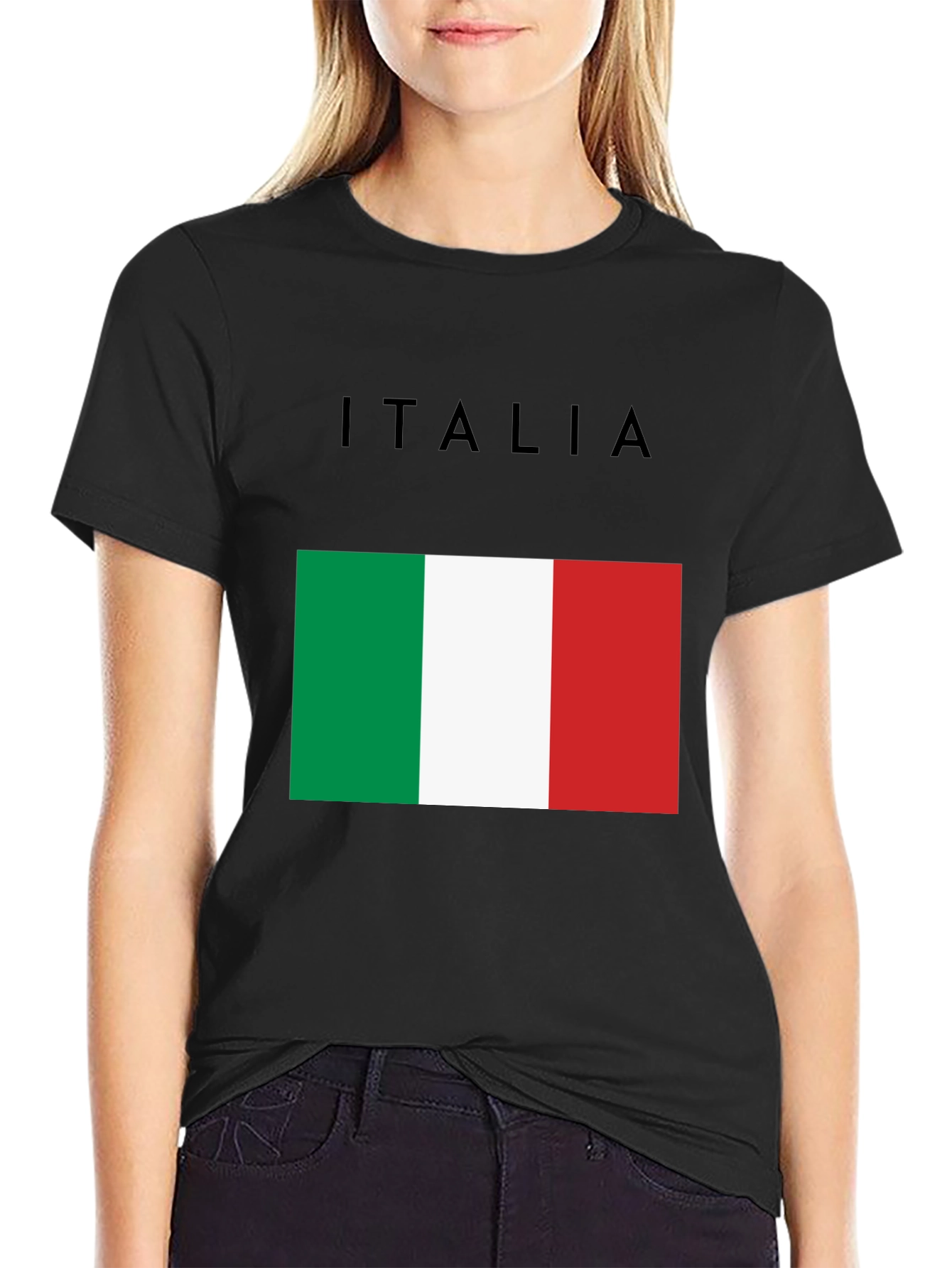 Italy Flag Graphic T-Shirt - Black Casual Tee
