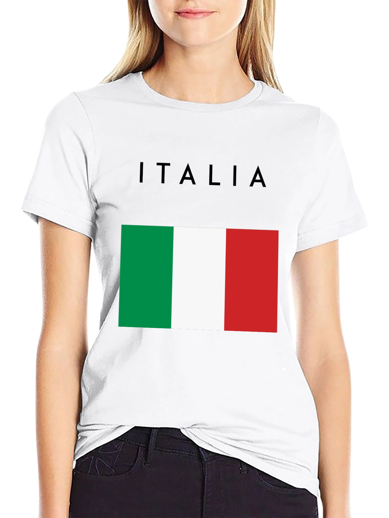 Italy Flag Graphic T-Shirt - Black Casual Tee
