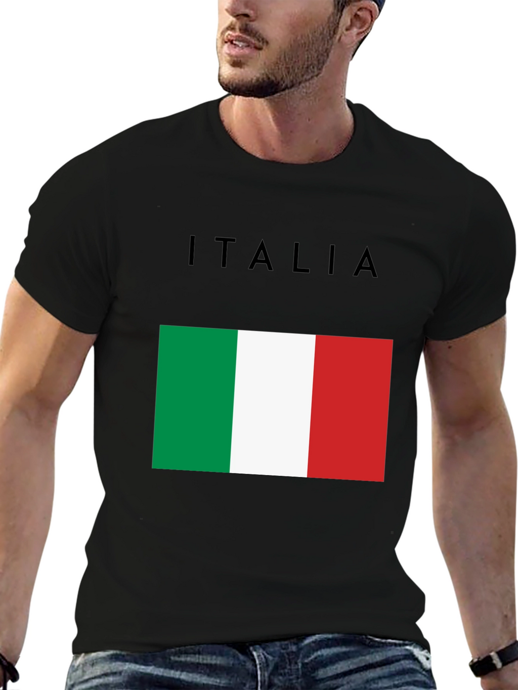 Italy Flag Graphic T-Shirt - Black Casual Tee