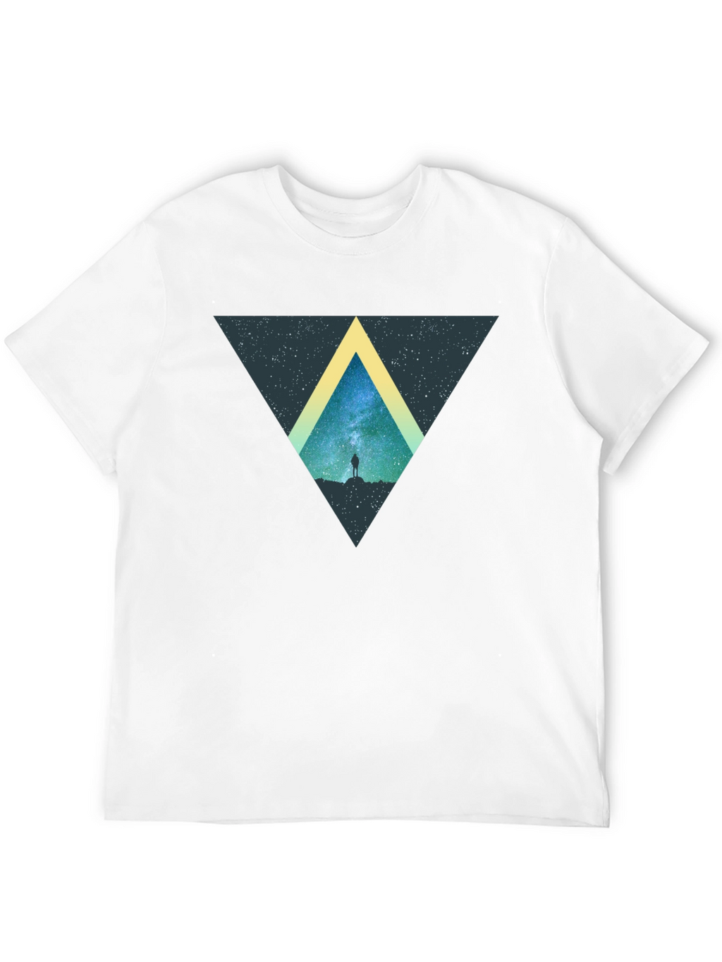 Cosmic Triangle Black T-Shirt - Starry Night Design