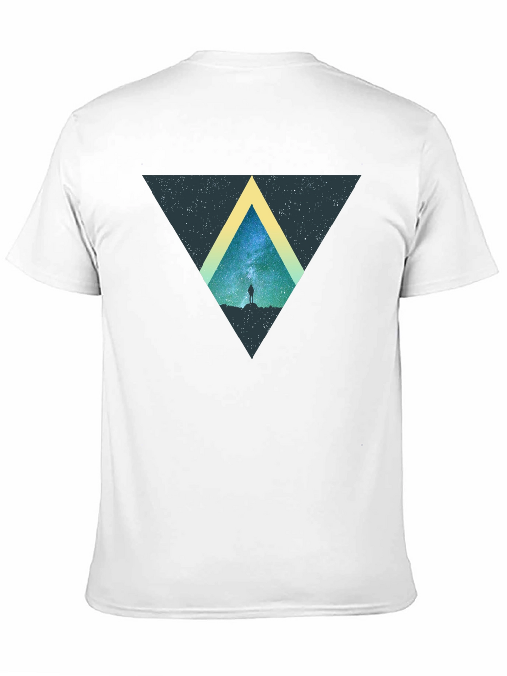 Cosmic Triangle Black T-Shirt - Starry Night Design
