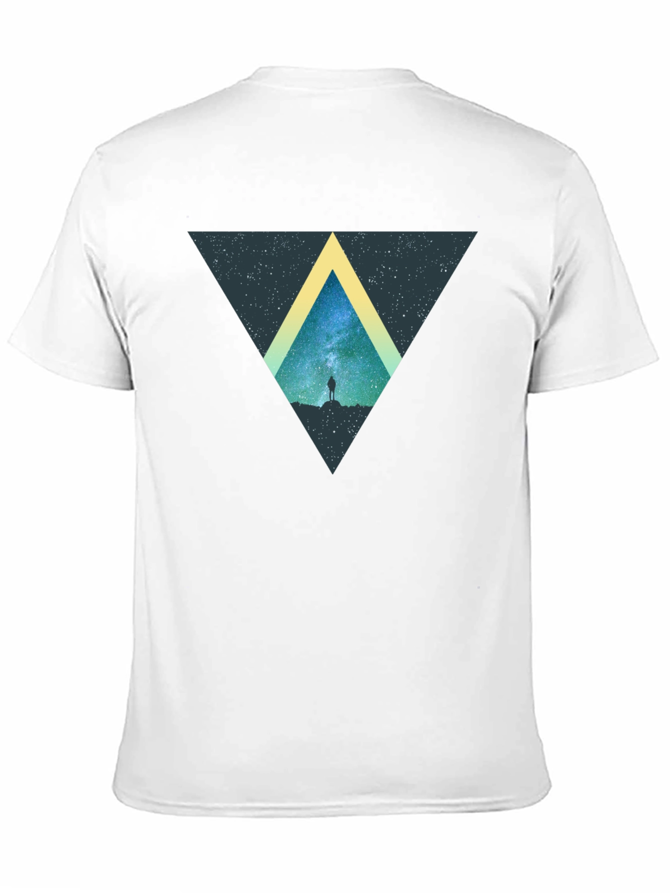 Cosmic Triangle Black T-Shirt - Starry Night Design