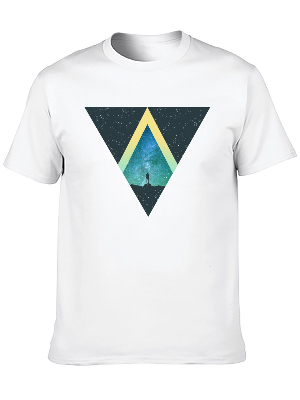 Cosmic Triangle Black T-Shirt - Starry Night Design