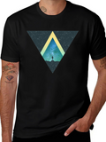 Cosmic Triangle Black T-Shirt - Starry Night Design