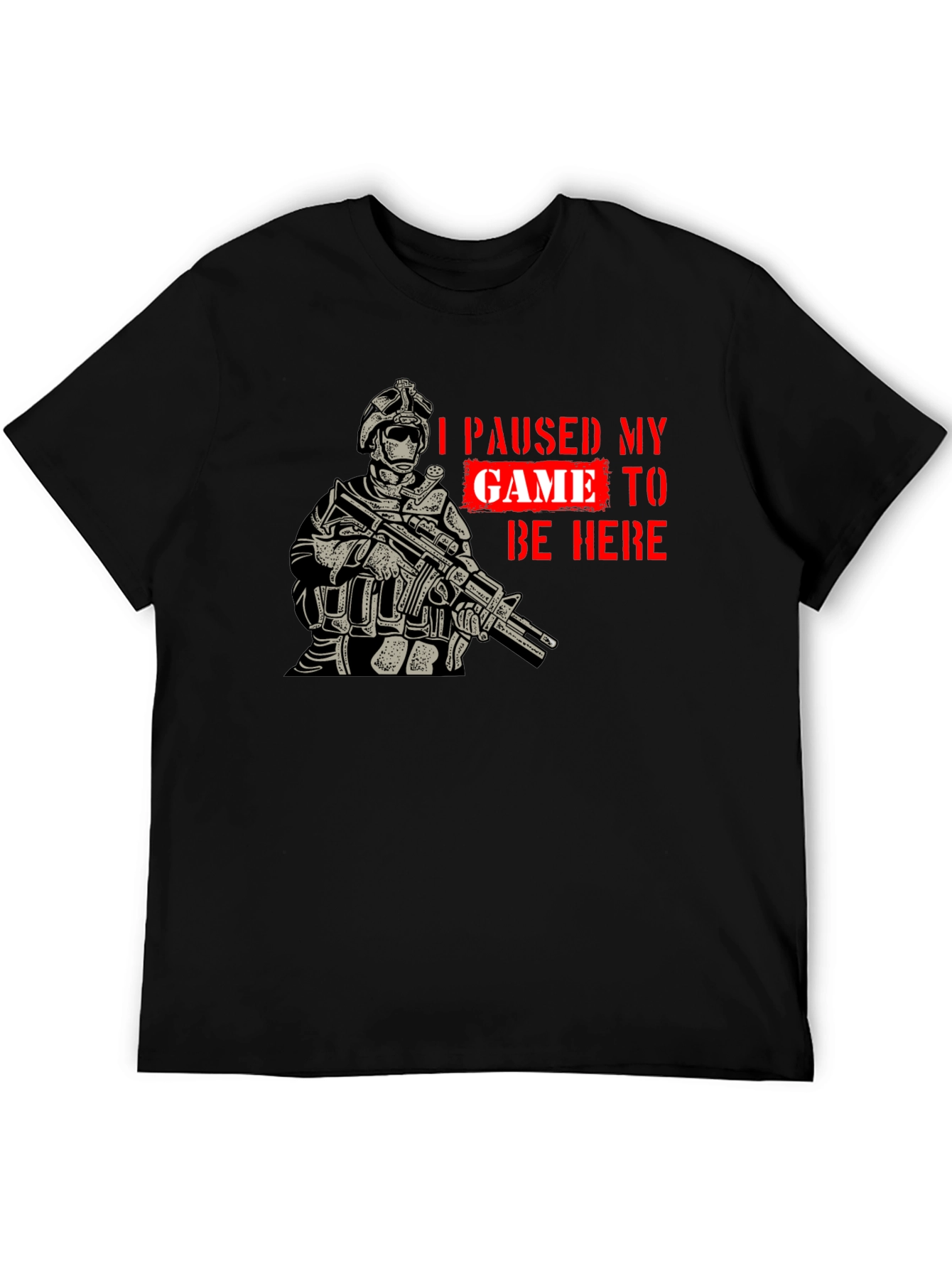 I Paused My Game Black Graphic T-Shirt