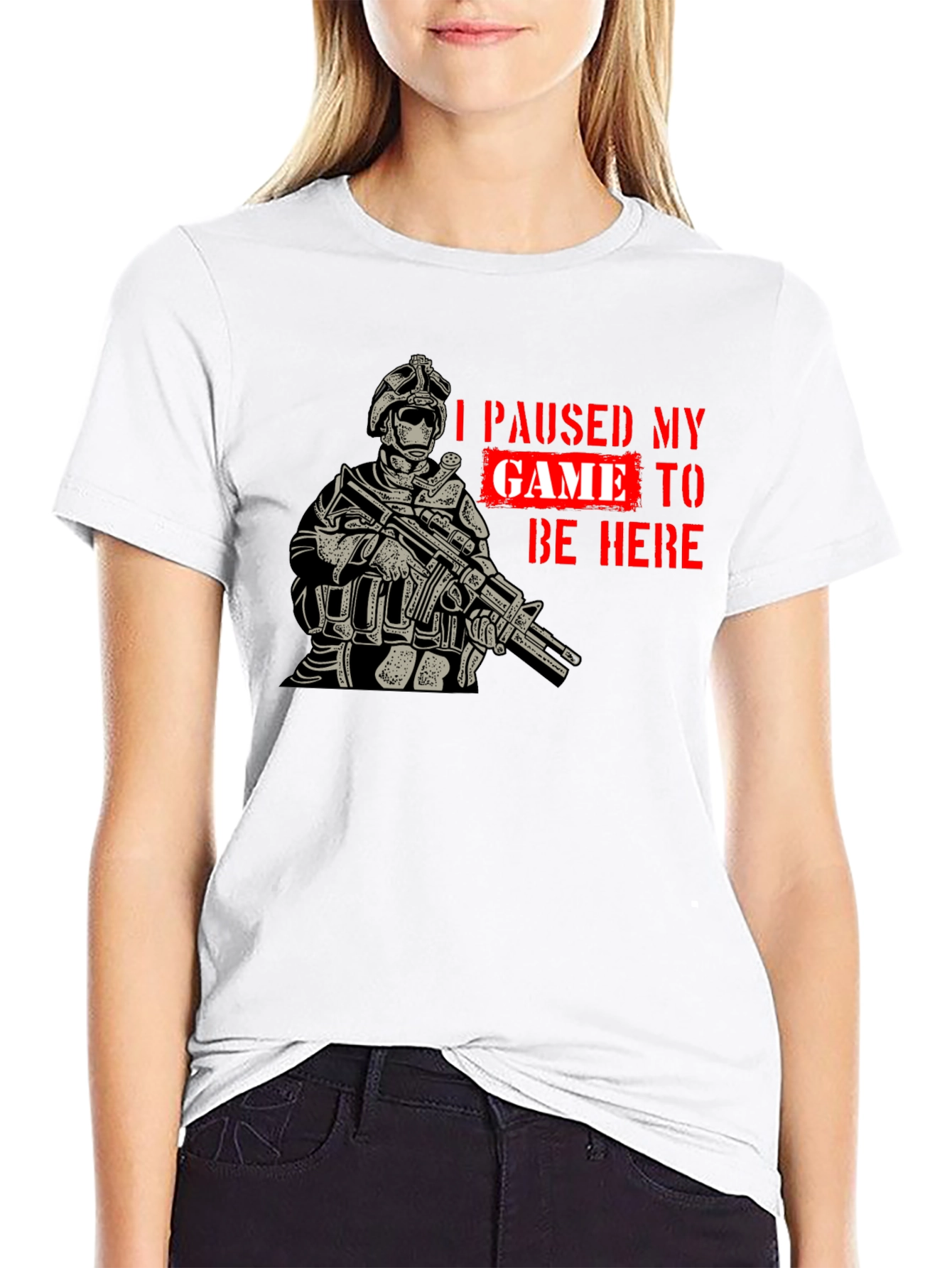 I Paused My Game Black Graphic T-Shirt