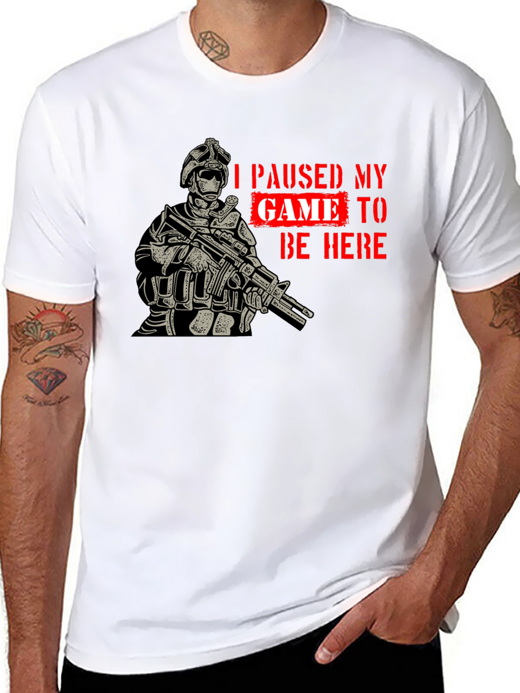 I Paused My Game Black Graphic T-Shirt