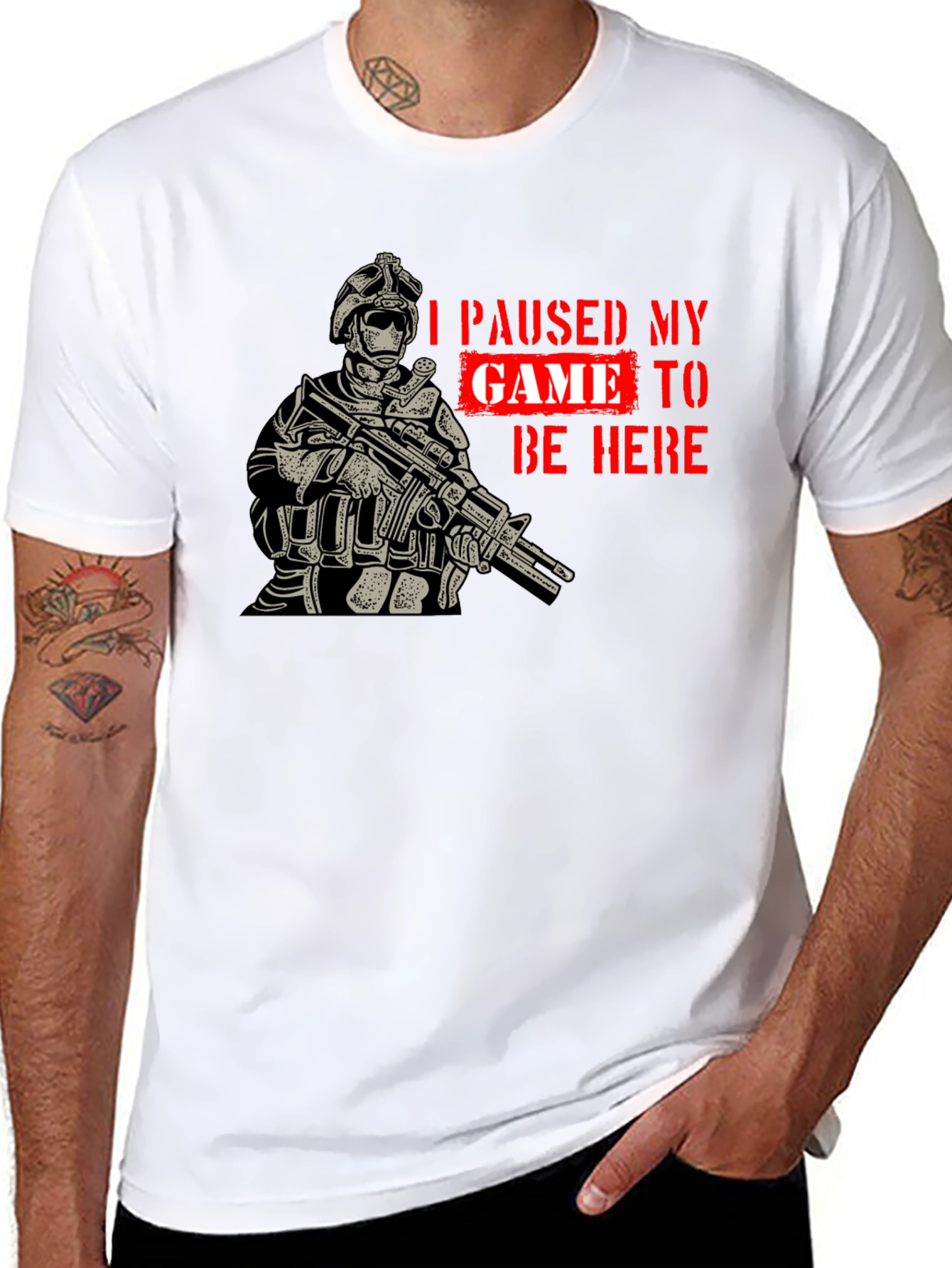 I Paused My Game Black Graphic T-Shirt