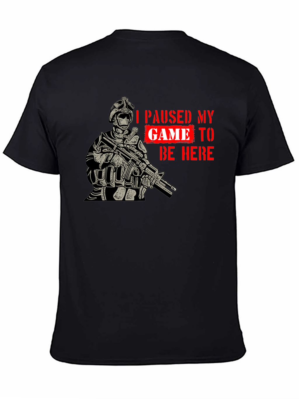 I Paused My Game Black Graphic T-Shirt