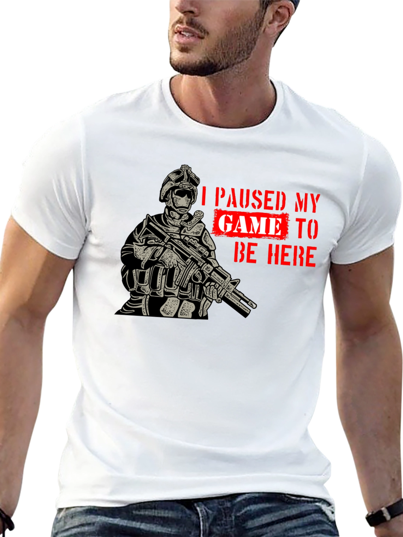 I Paused My Game Black Graphic T-Shirt