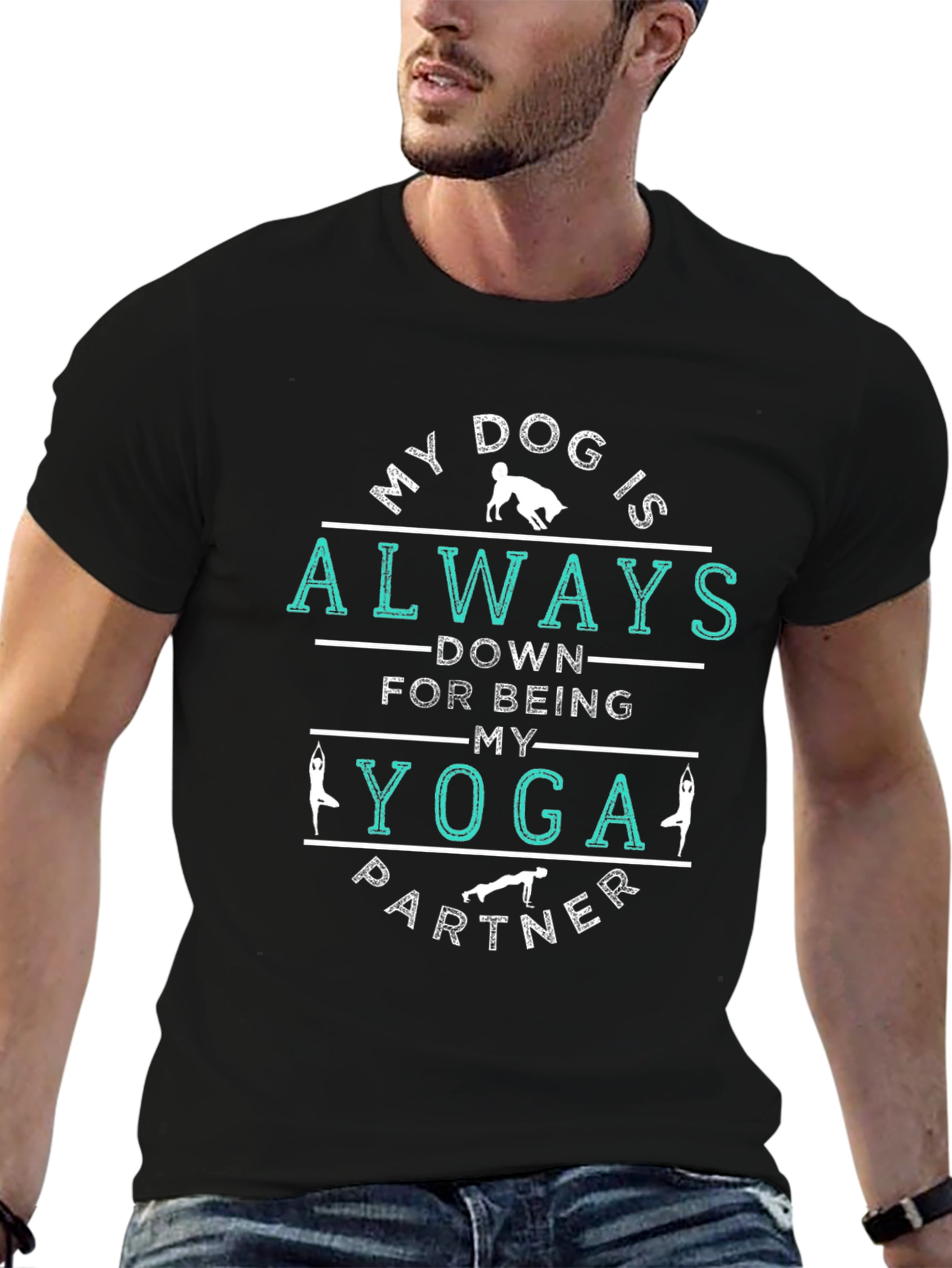 Yoga Partner Dog T-Shirt - Unisex Black Tee